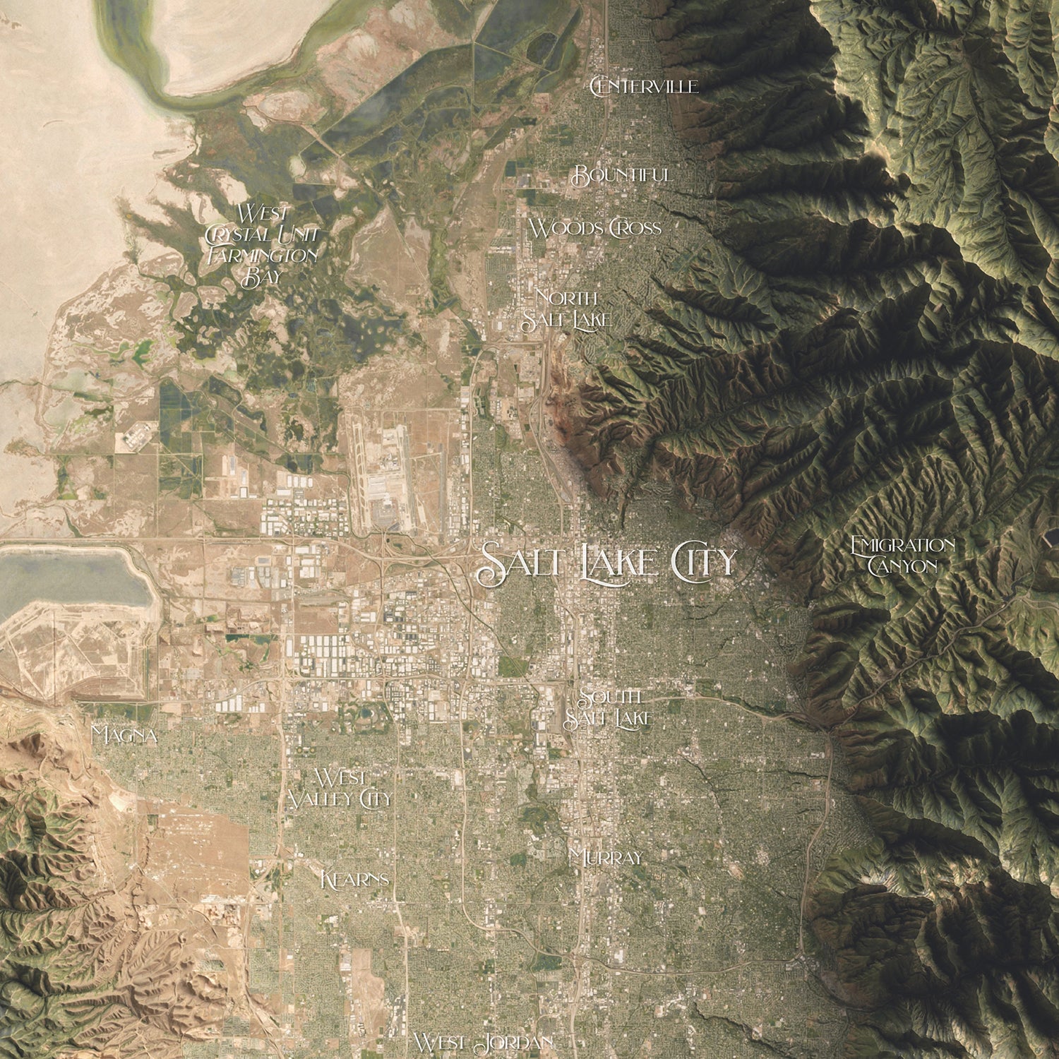 Salt Lake City, Utah Map - The East of Nowhere World Atlas