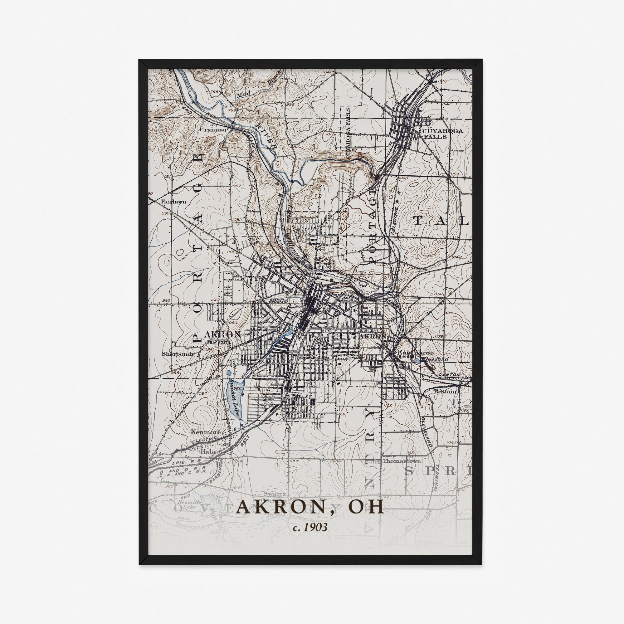 Akron, OH - 1903 Topographic Map