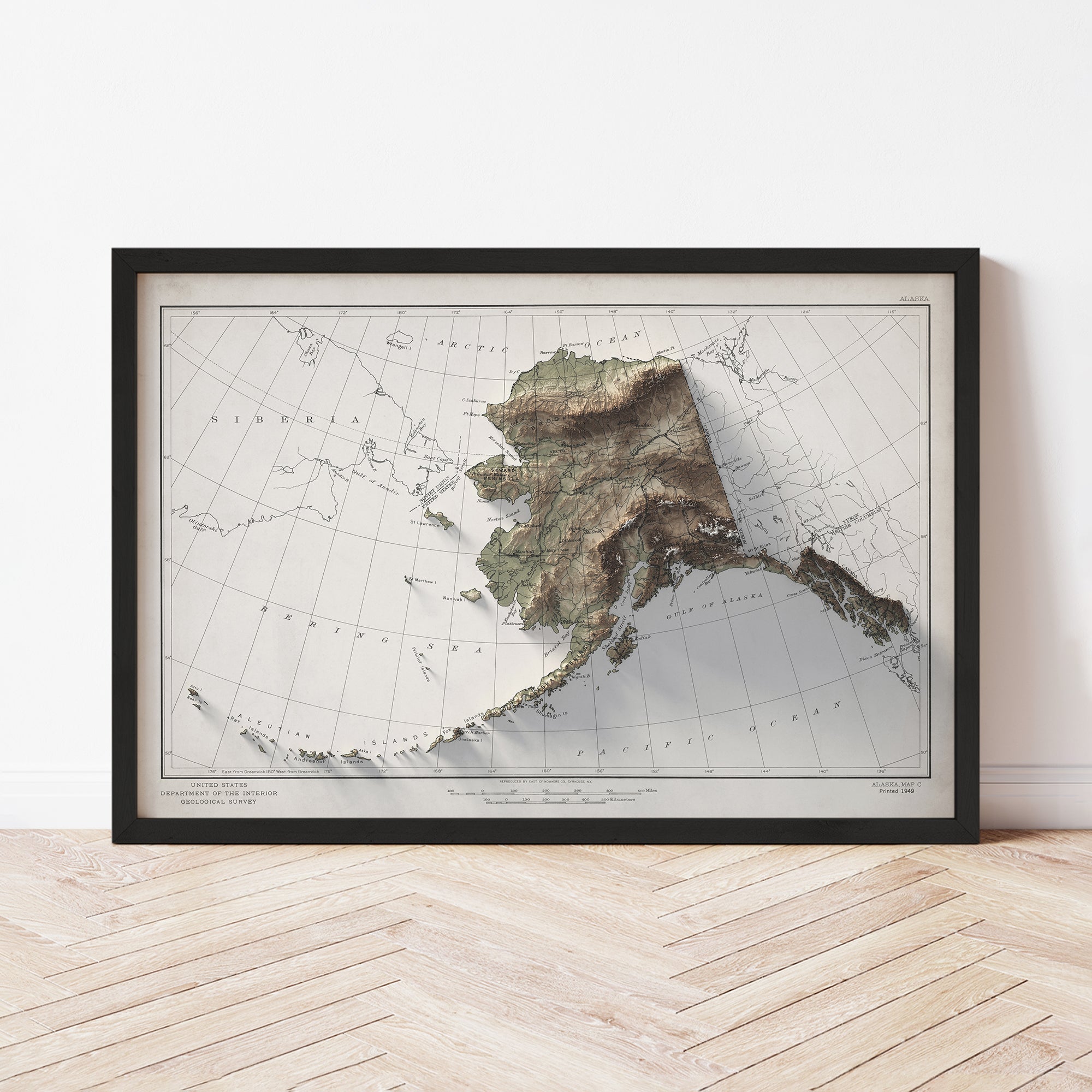 Alaska - Vintage Shaded Relief Map (1949)