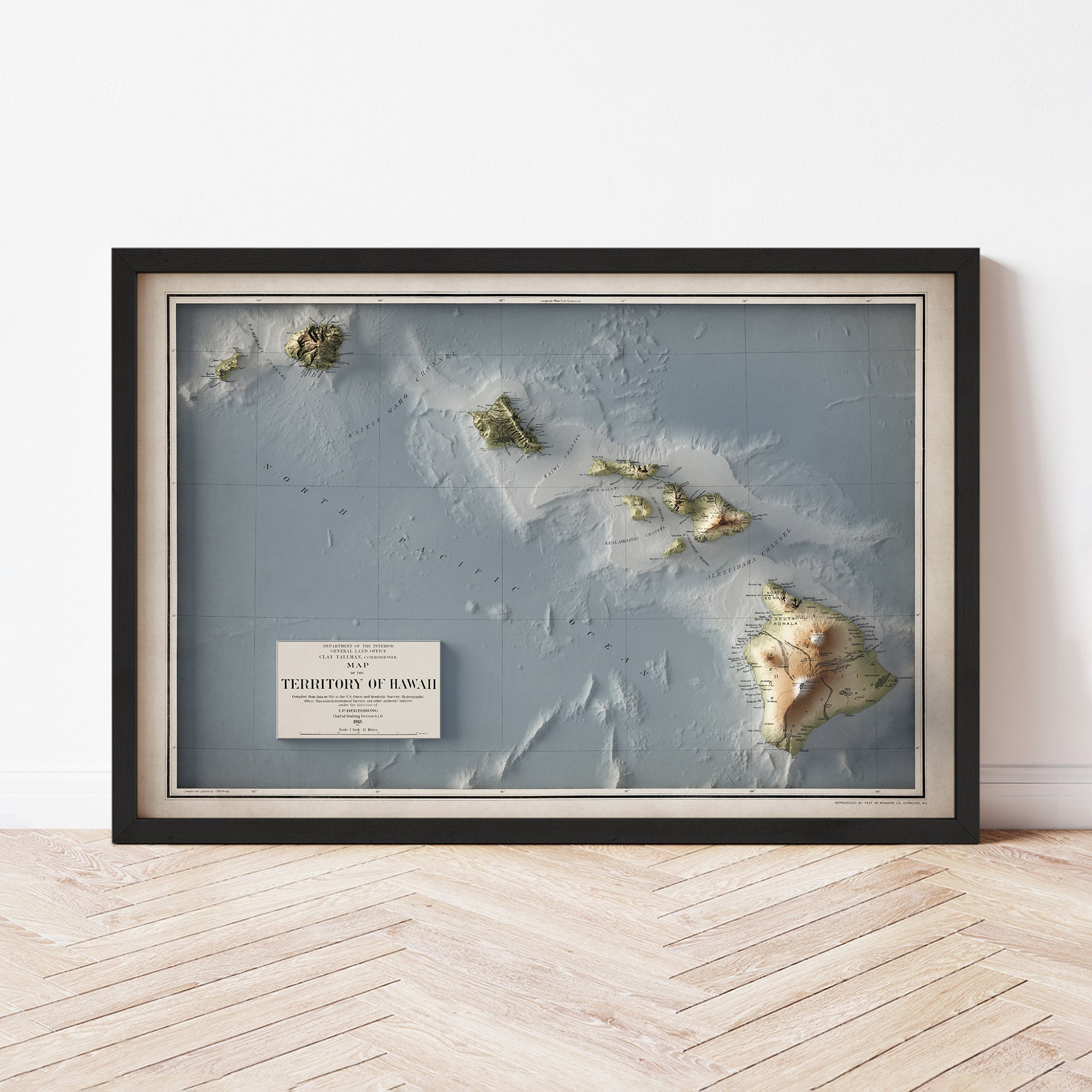 Hawaii - Vintage Shaded Relief Map (1918)