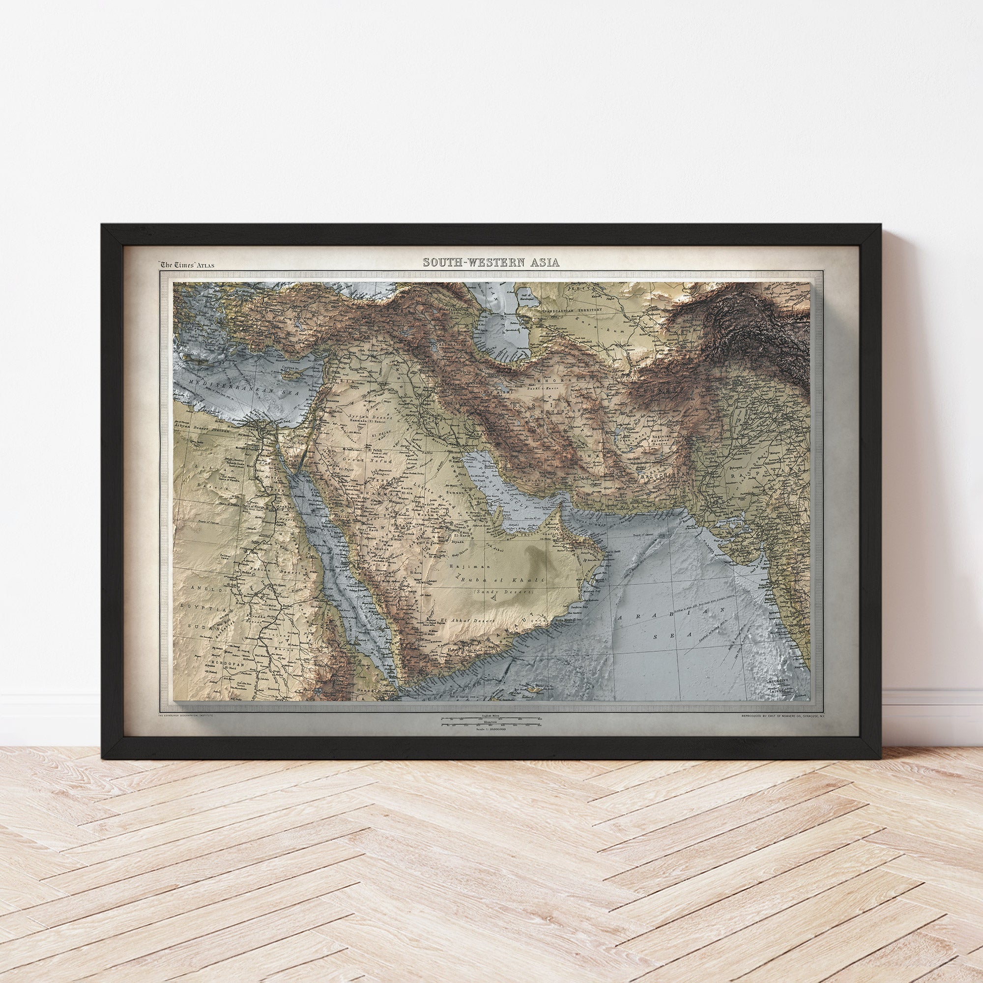 Middle East - Vintage Shaded Relief Map (1922)