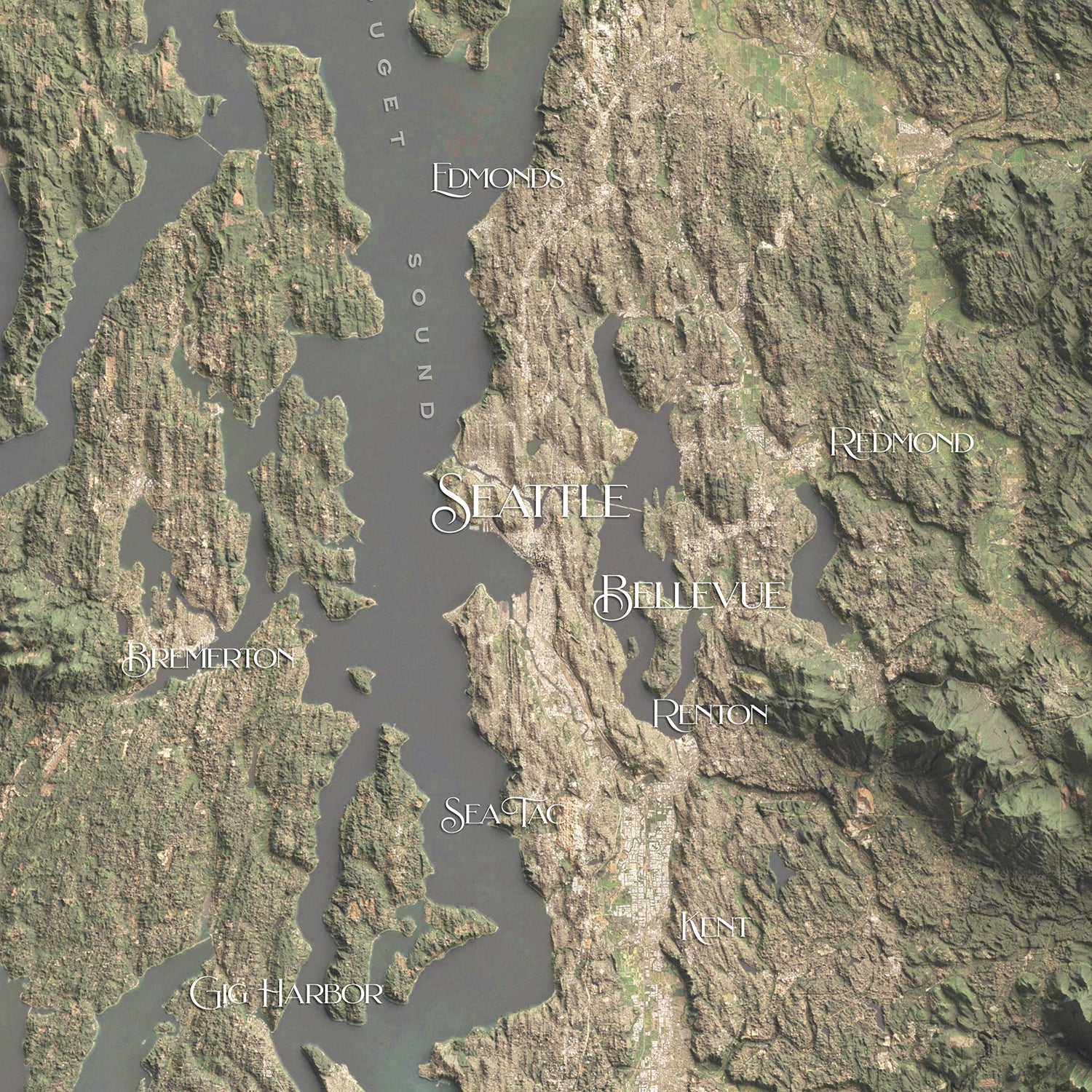 Seattle, Washington Map - The East of Nowhere World Atlas