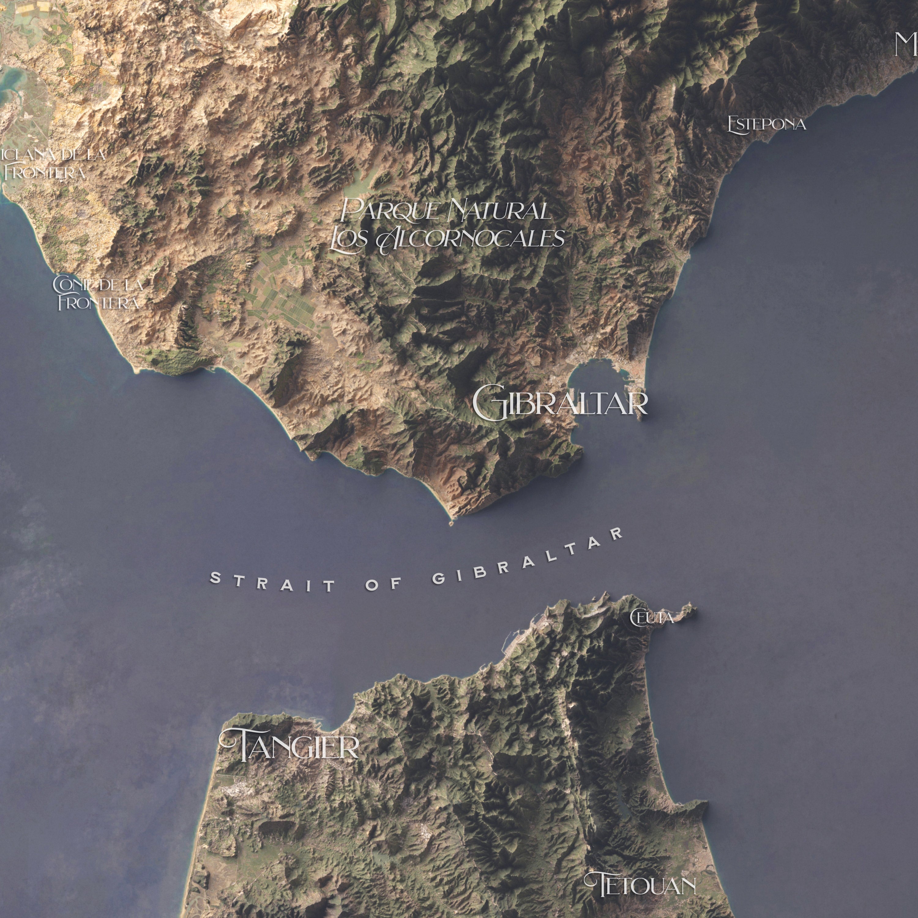 Strait of Gibraltar Map - The East of Nowhere World Atlas