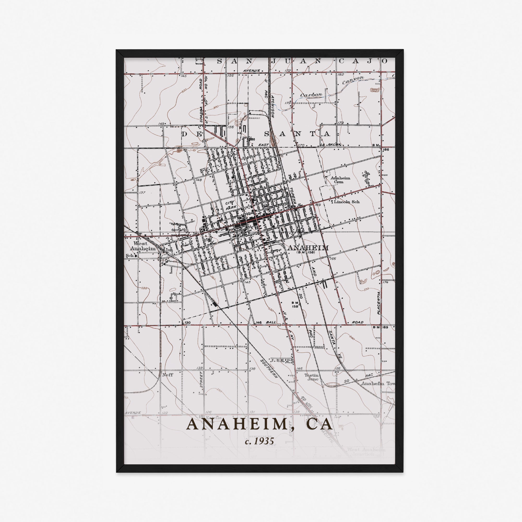 Anaheim, CA - 1935 Topographic Map