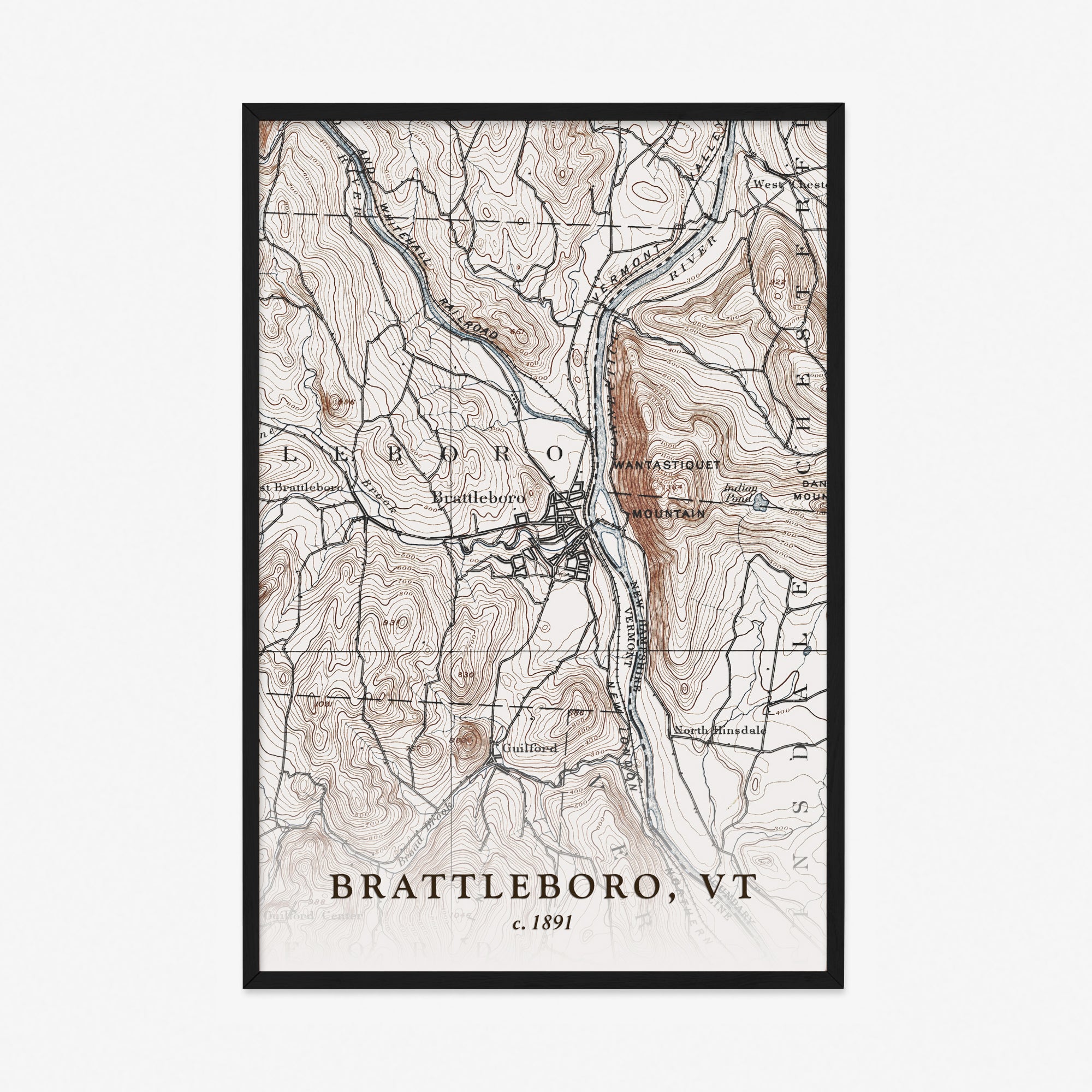 Brattleboro, VT - 1891 Topographic Map
