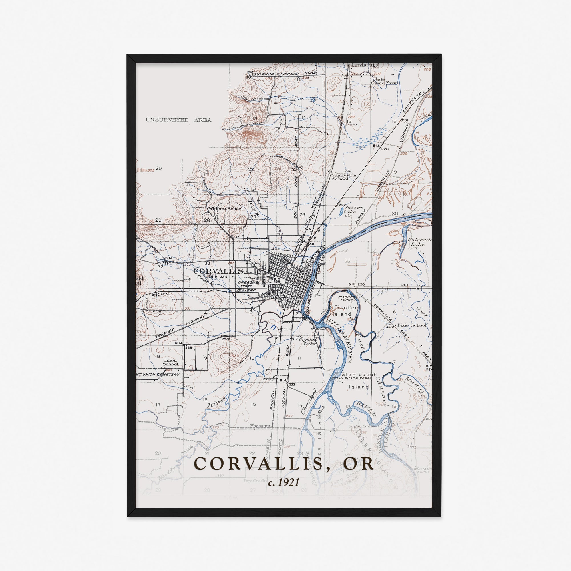 Corvallis, OR - 1921 Topographic Map