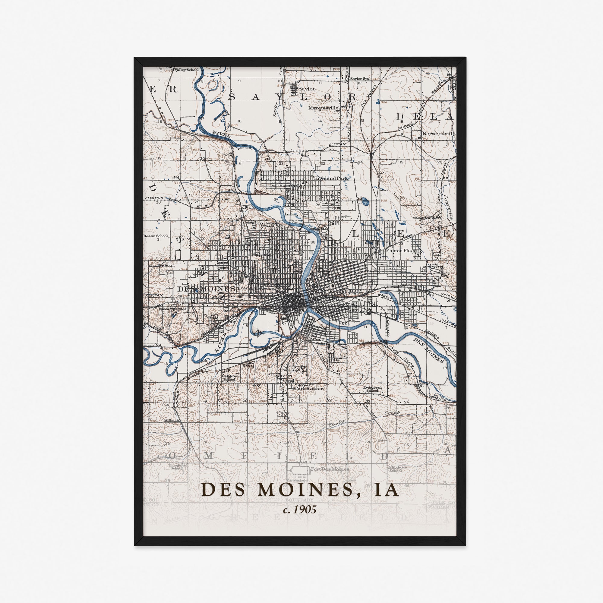 Des Moines, IA - 1905 Topographic Map