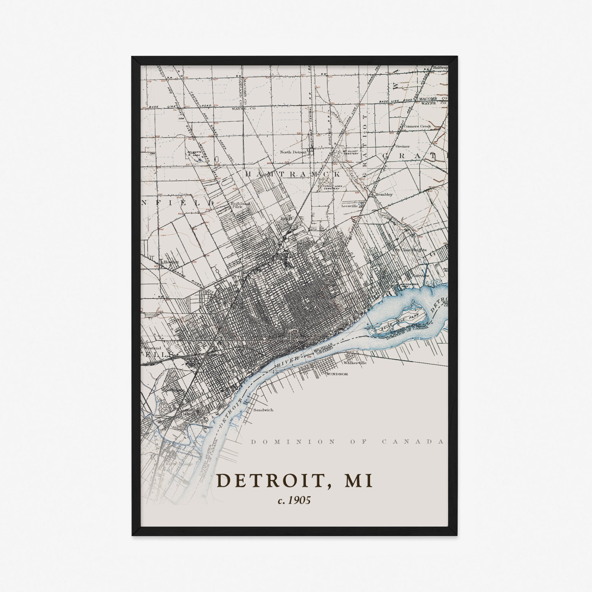 Detroit, MI - 1905 Topographic Map