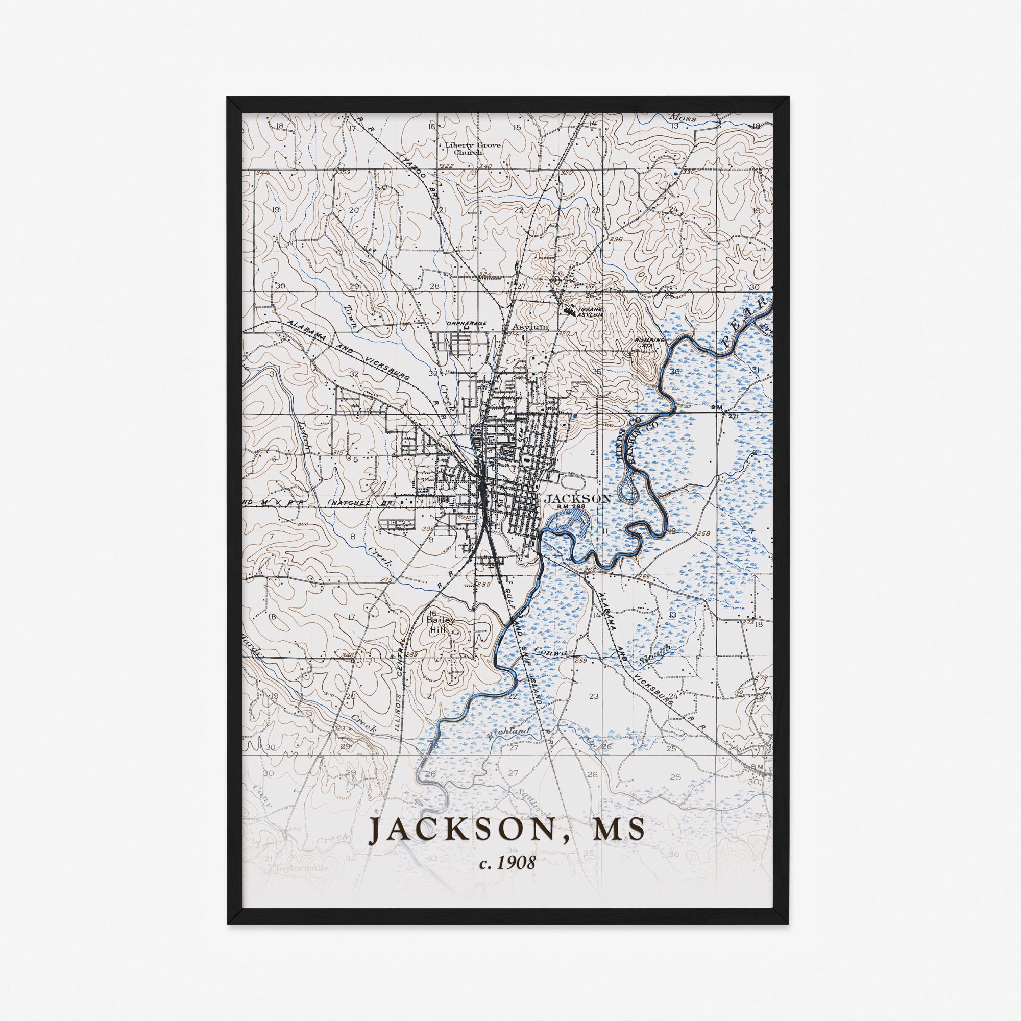 Jackson, MS - 1908 Topographic Map