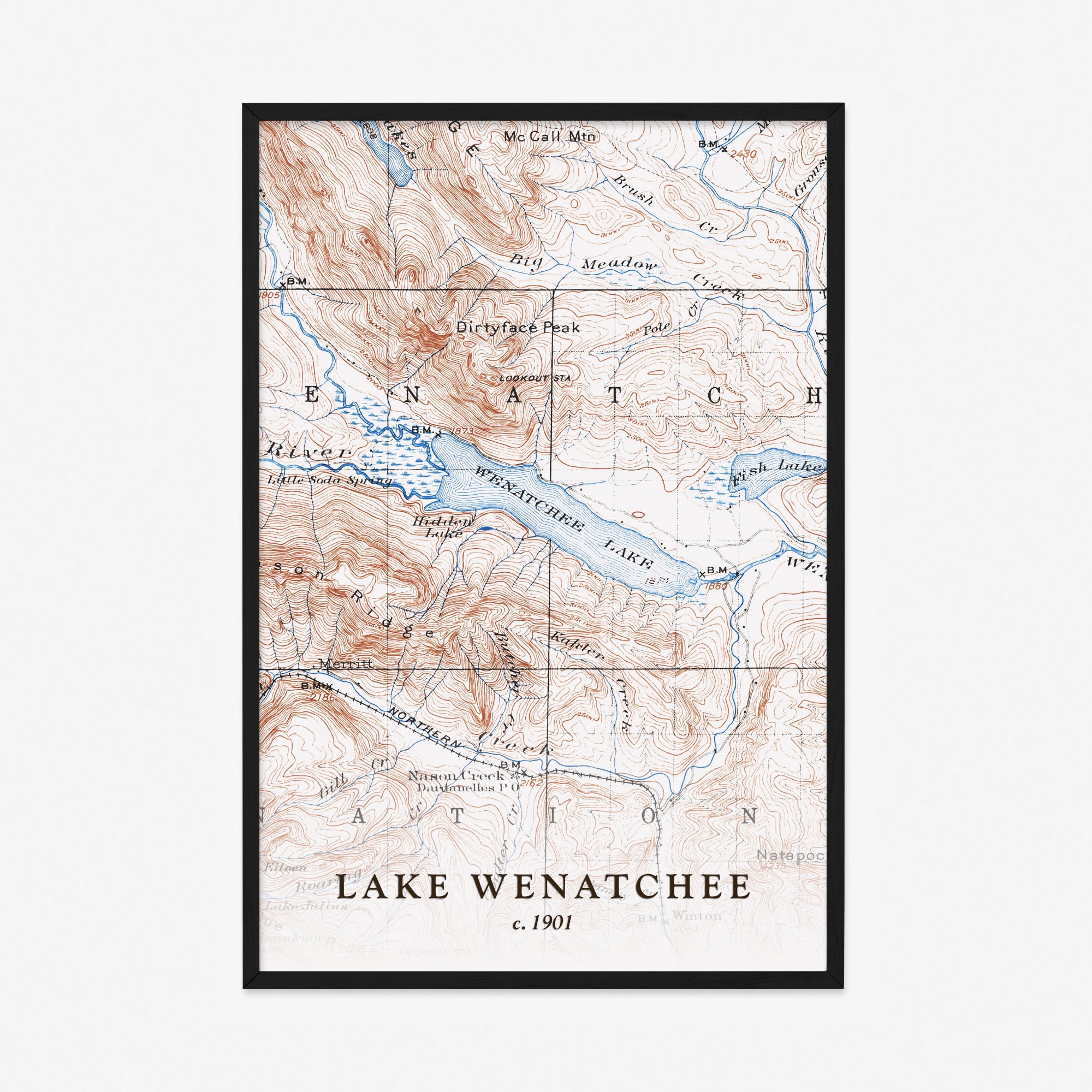 Lake Wenatchee, WA - 1901 Topographic Map