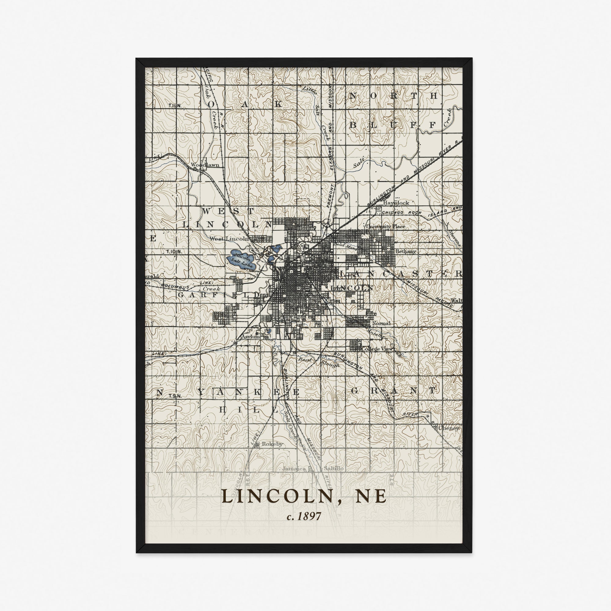 Lincoln, NE - 1897 Topographic Map