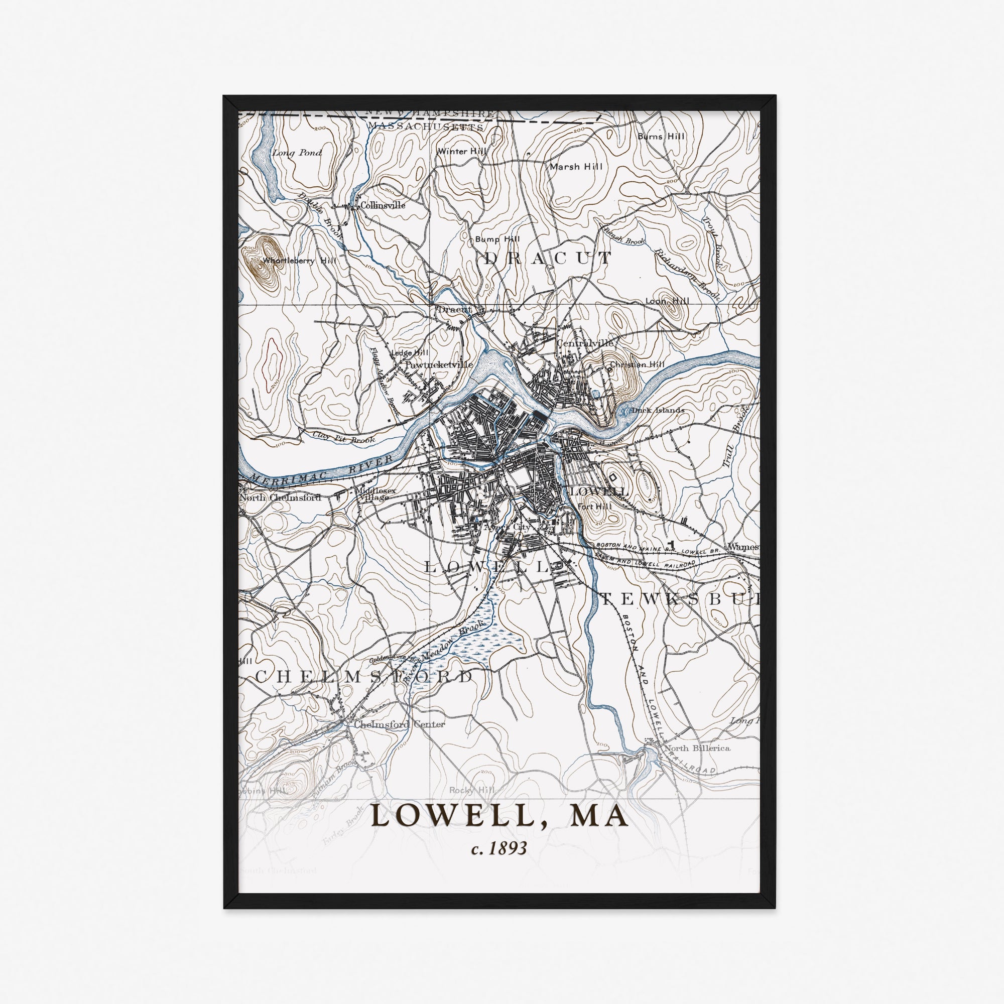 Lowell, MA - 1893 Topographic Map