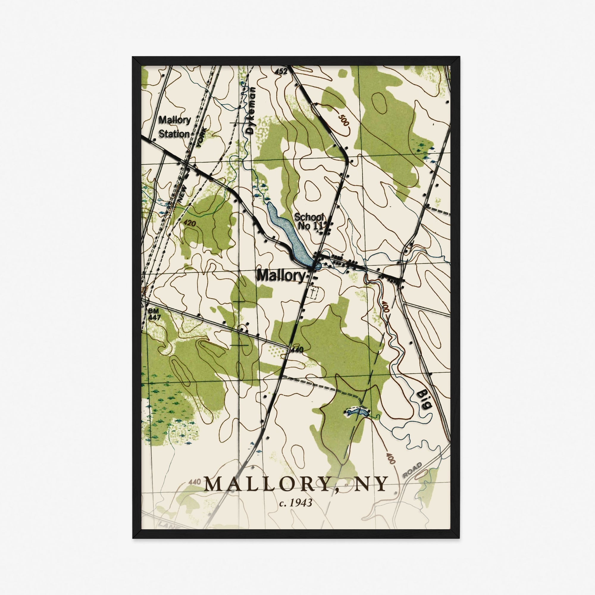 Mallory, NY - 1943 Topographic Map