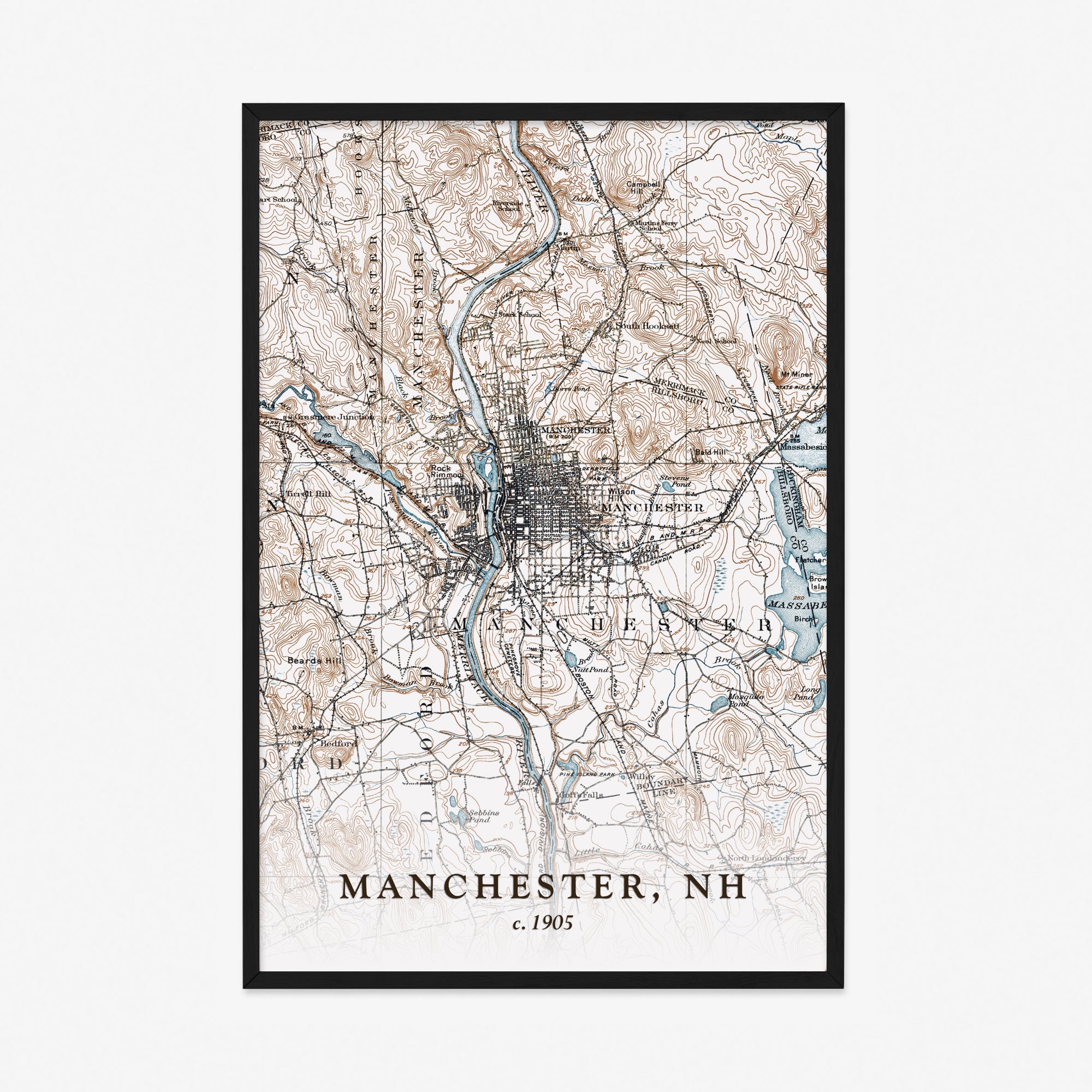 Manchester, NH - 1905 Topographic Map
