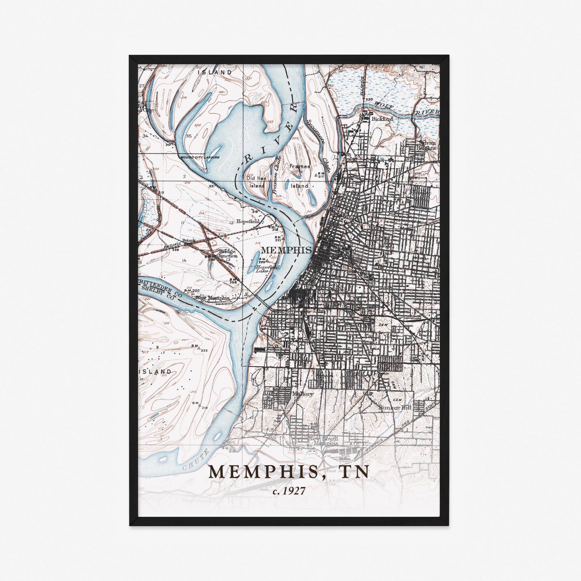 Memphis, TN - 1927 Topographic Map