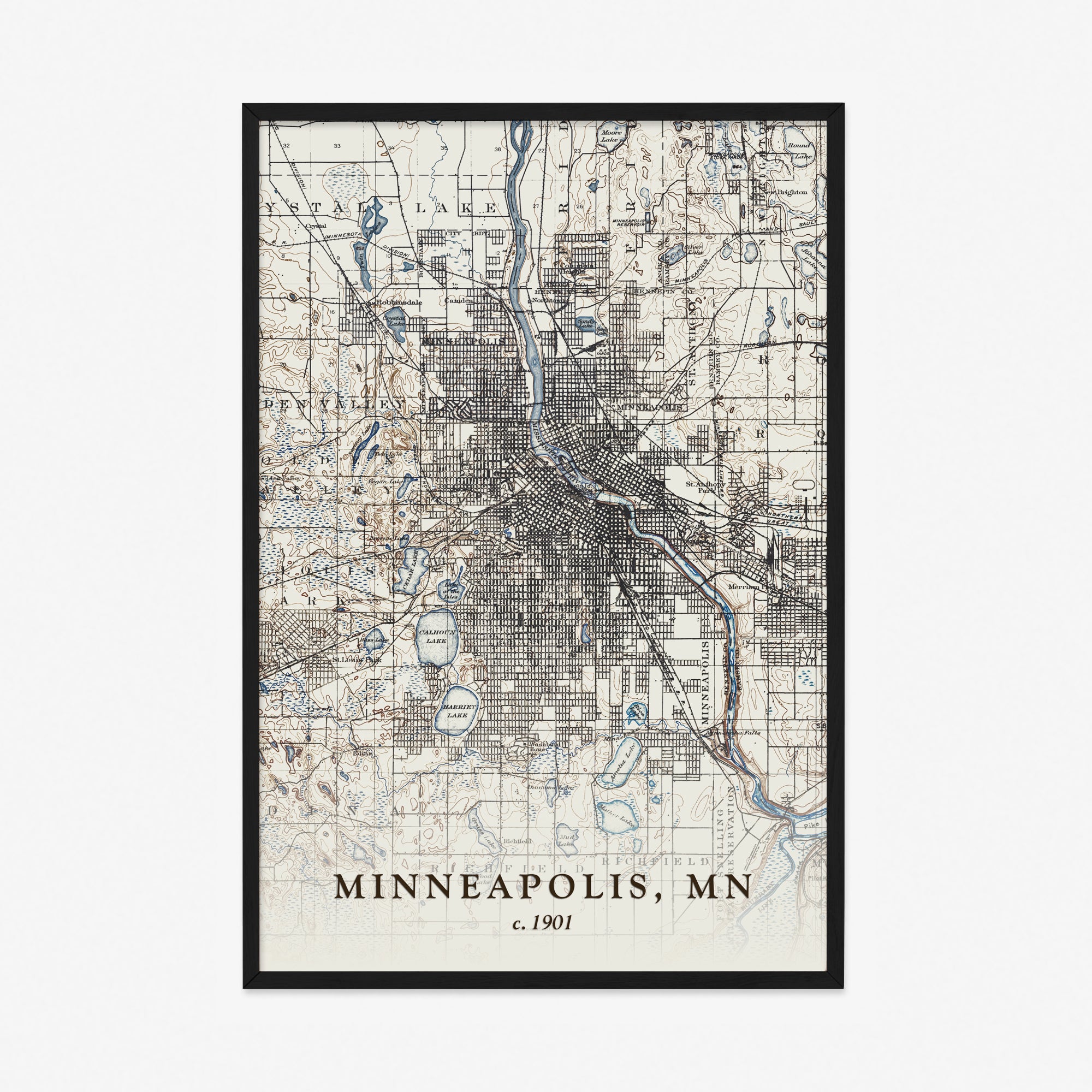 Minneapolis, MN - 1901 Topographic Map