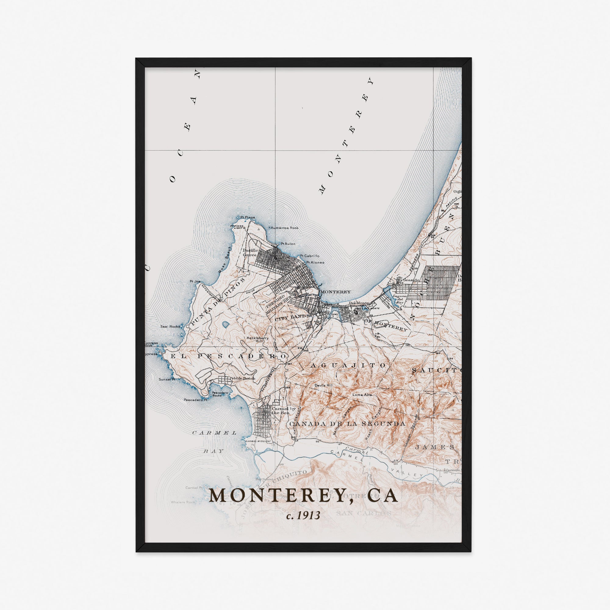 Monterey, CA - 1913 Topographic Map
