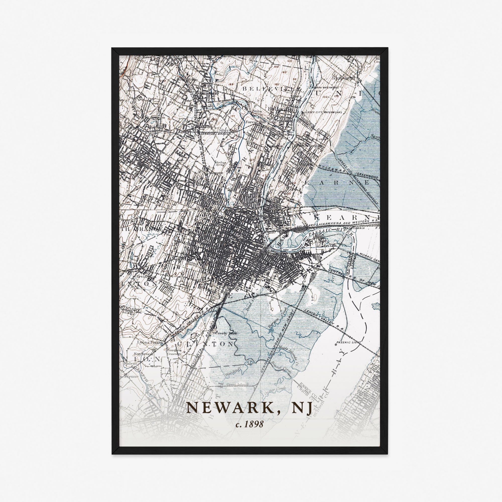 Newark, NJ - 1898 Topographic Map
