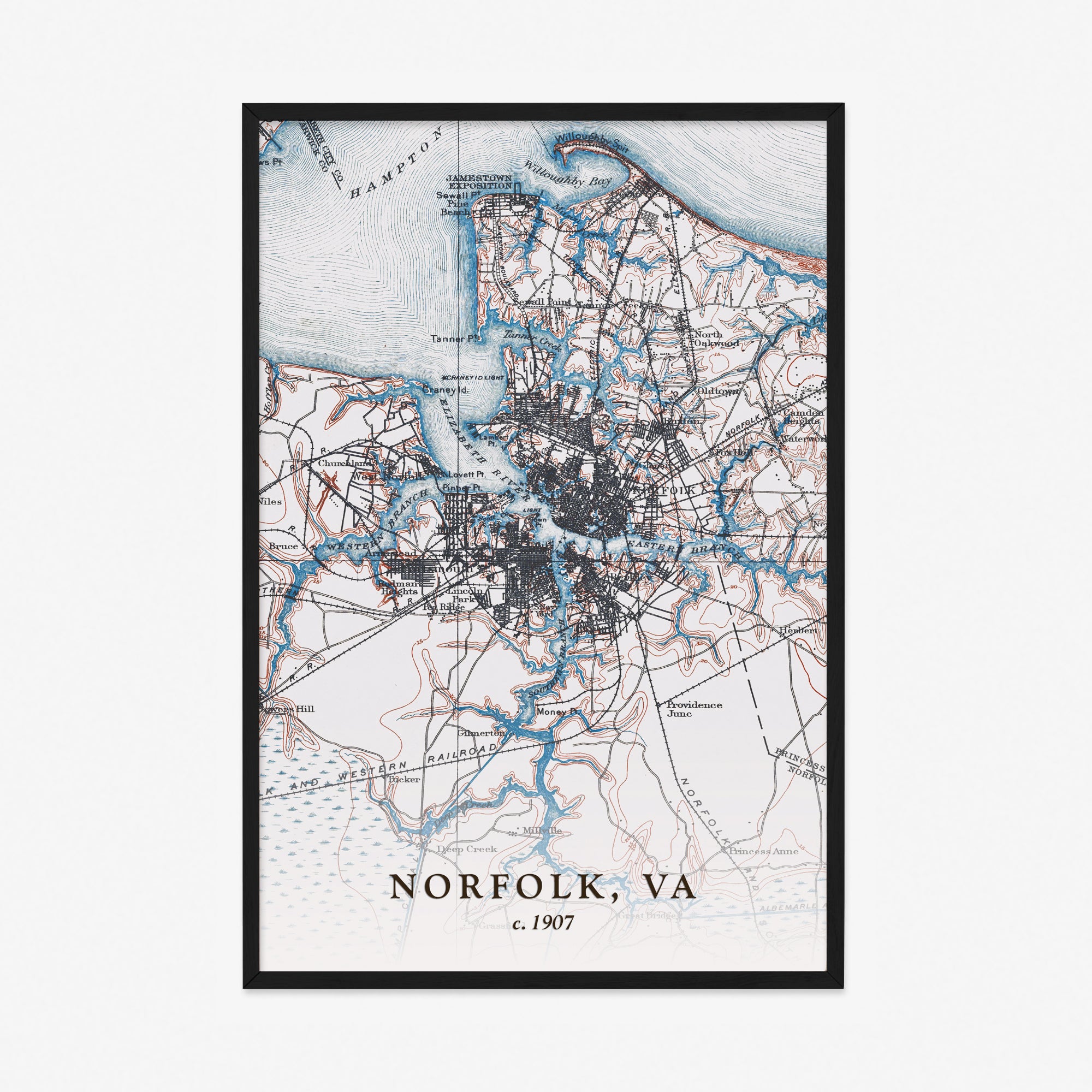 Norfolk, VA - 1907 Topographic Map