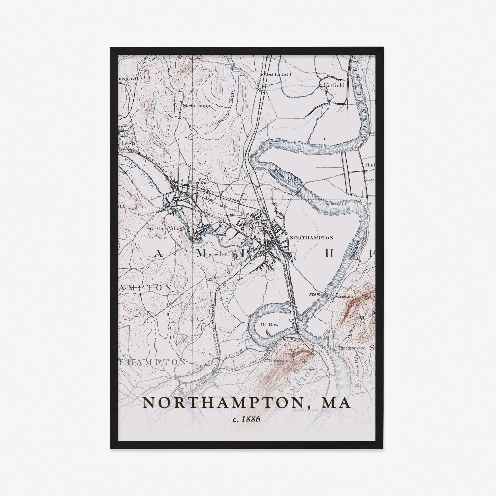 Northampton, MA - 1886 Topographic Map