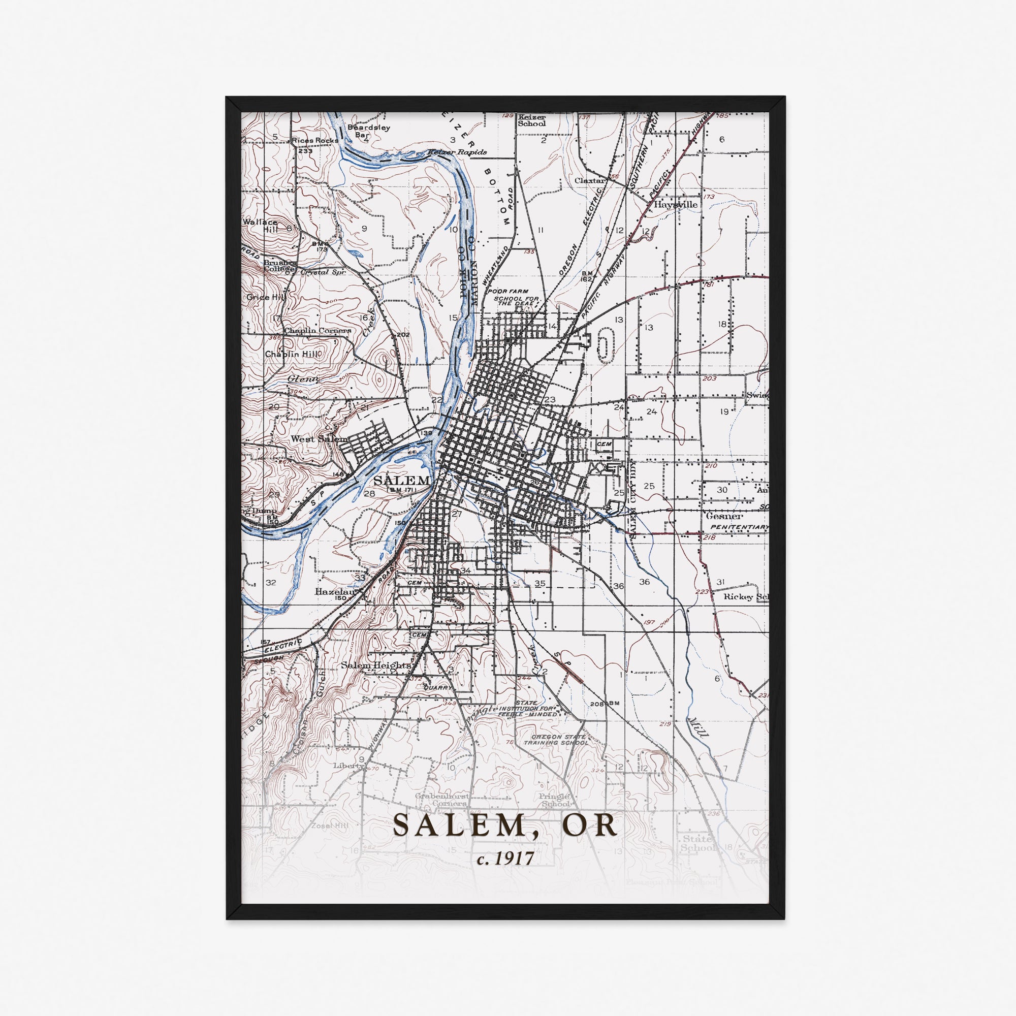 Salem, OR - 1917 Topographic Map