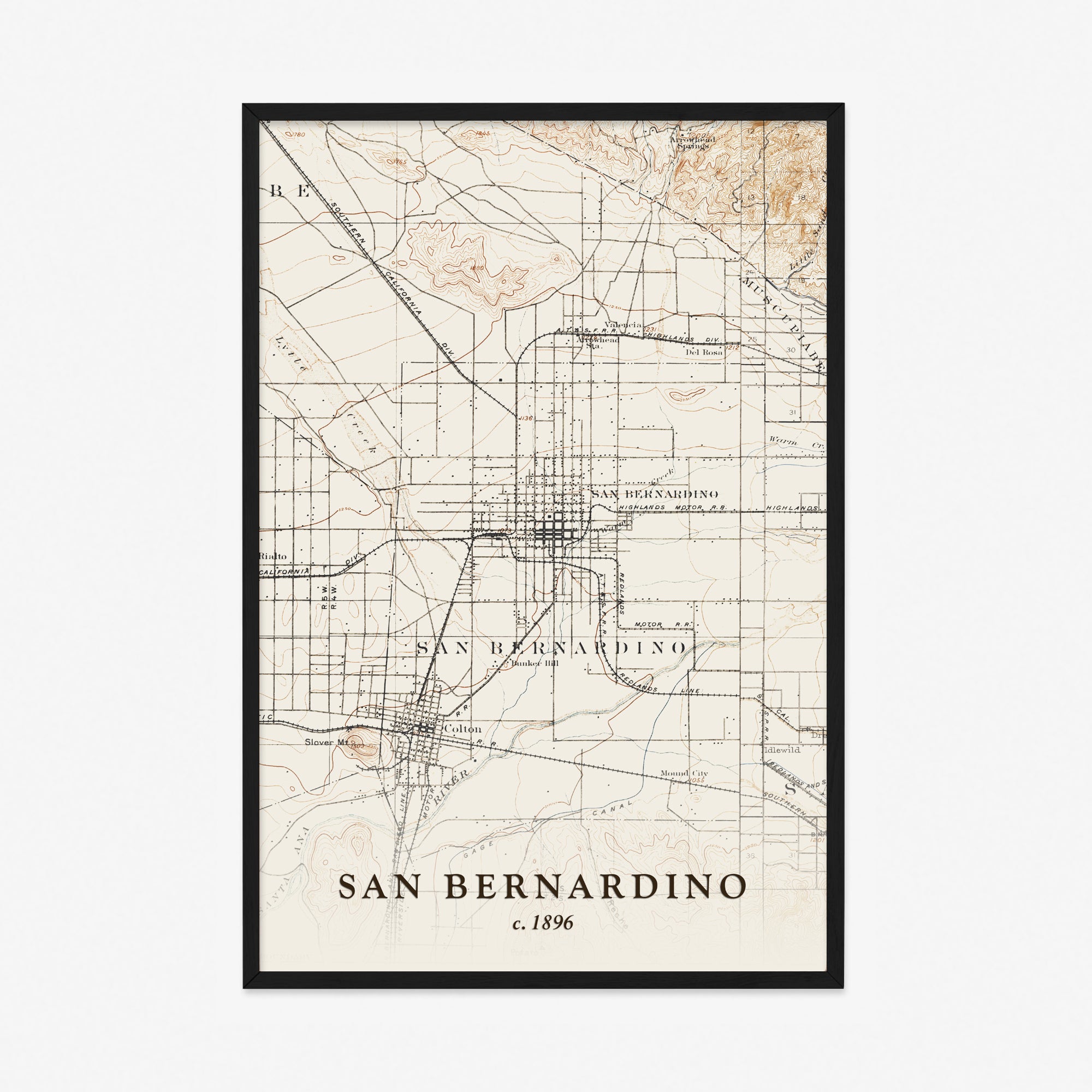San Bernardino, CA - 1896 Topographic Map