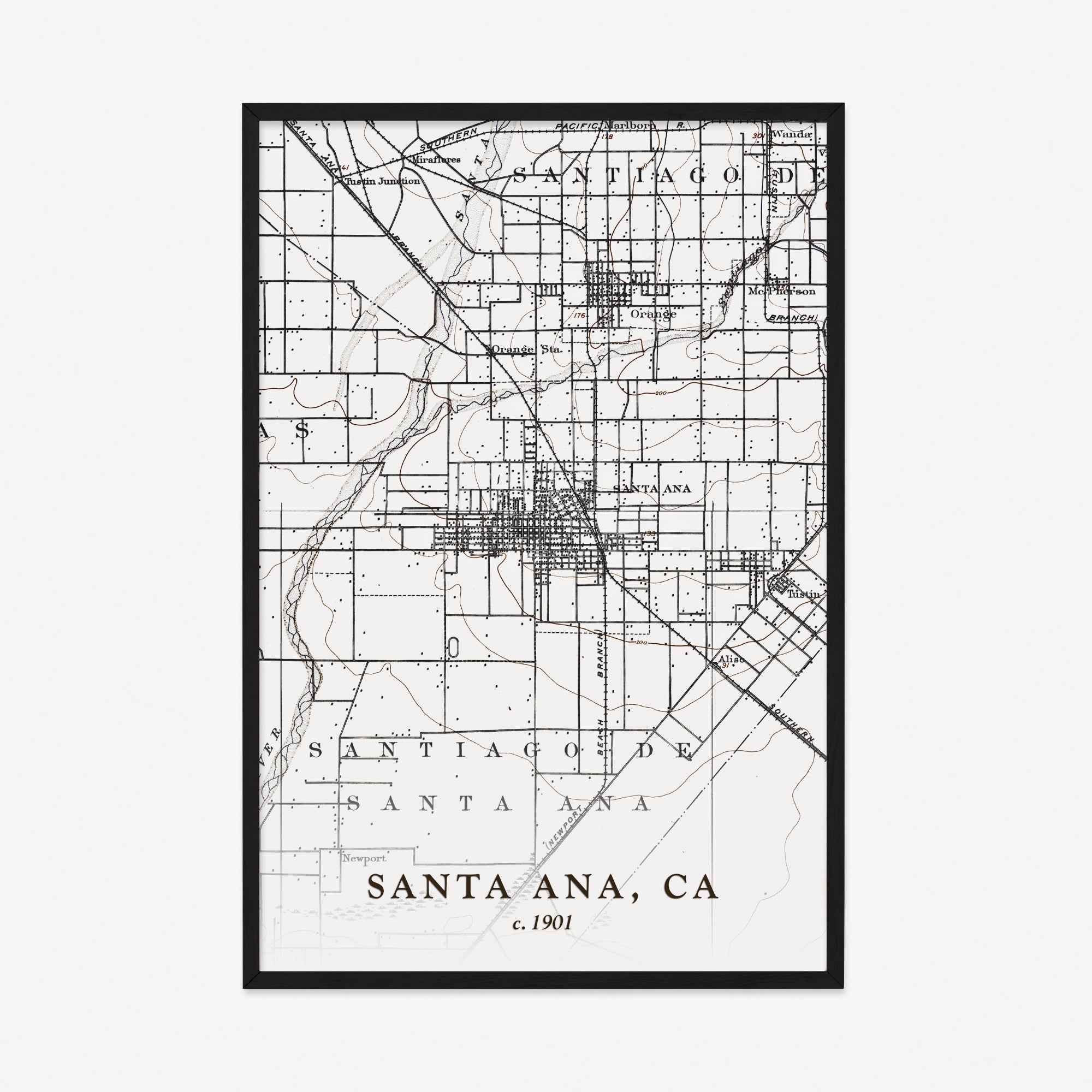 Santa Ana, CA - 1901 Topographic Map