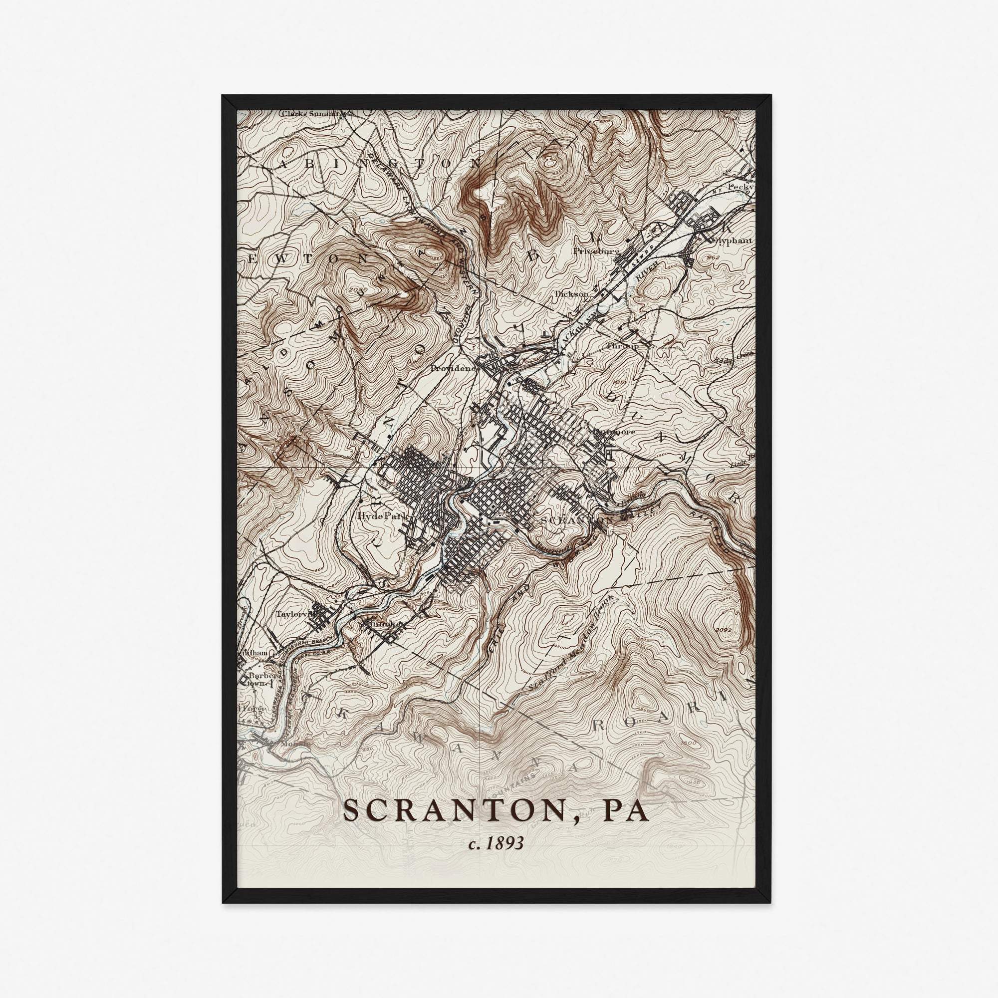 Scranton, PA - 1893 Topographic Map