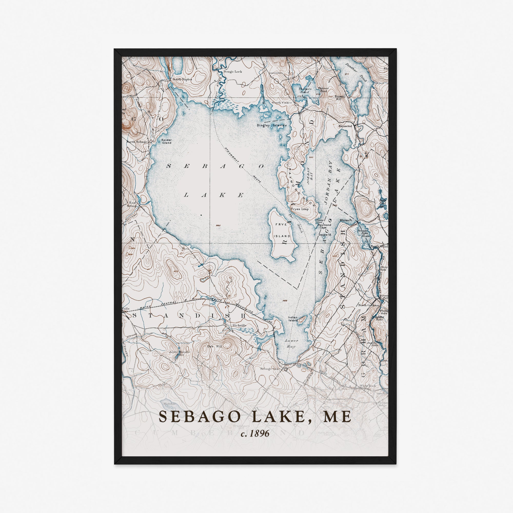 Sebago Lake, ME - 1896 Topographic Map