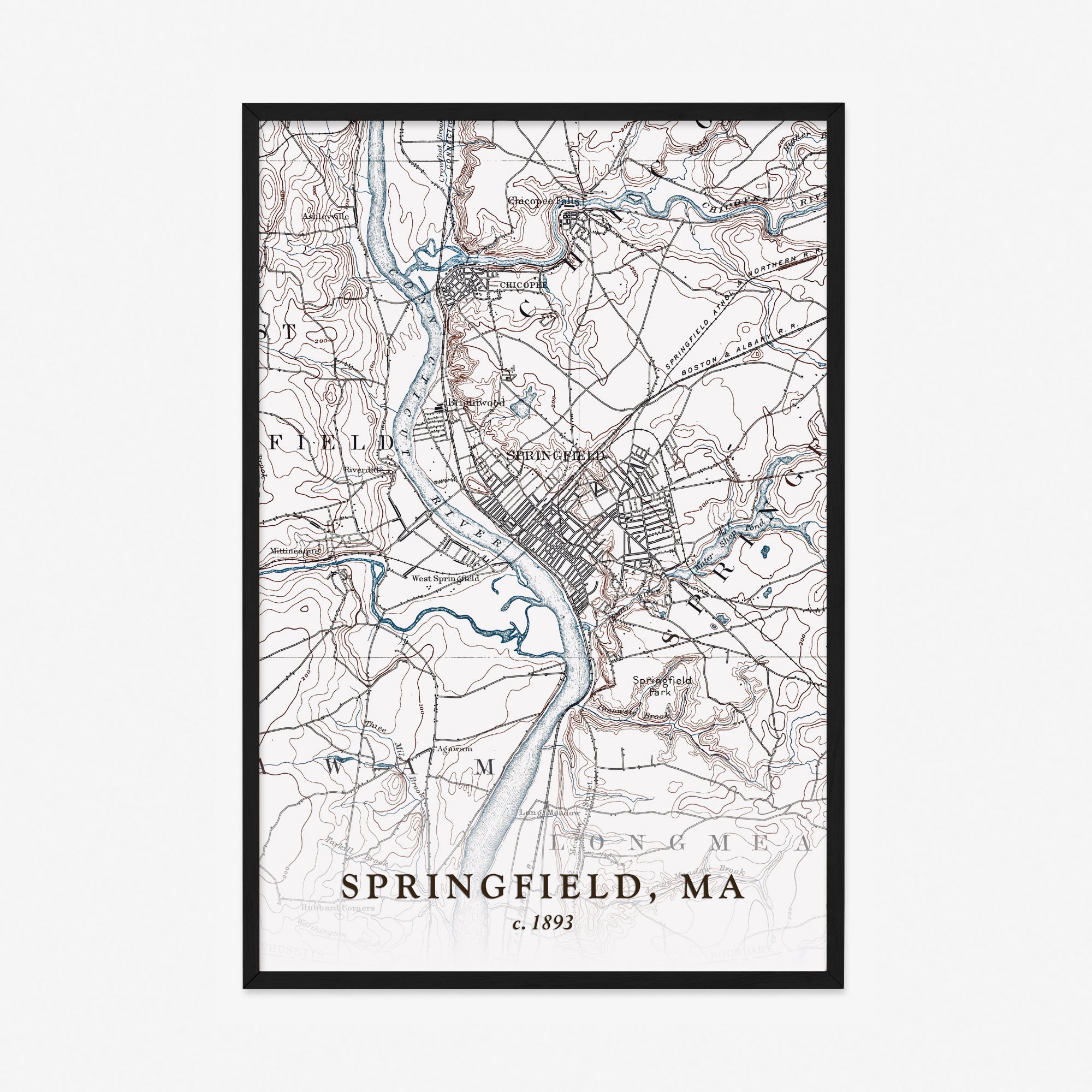 Springfield, MA - 1893 Topographic Map