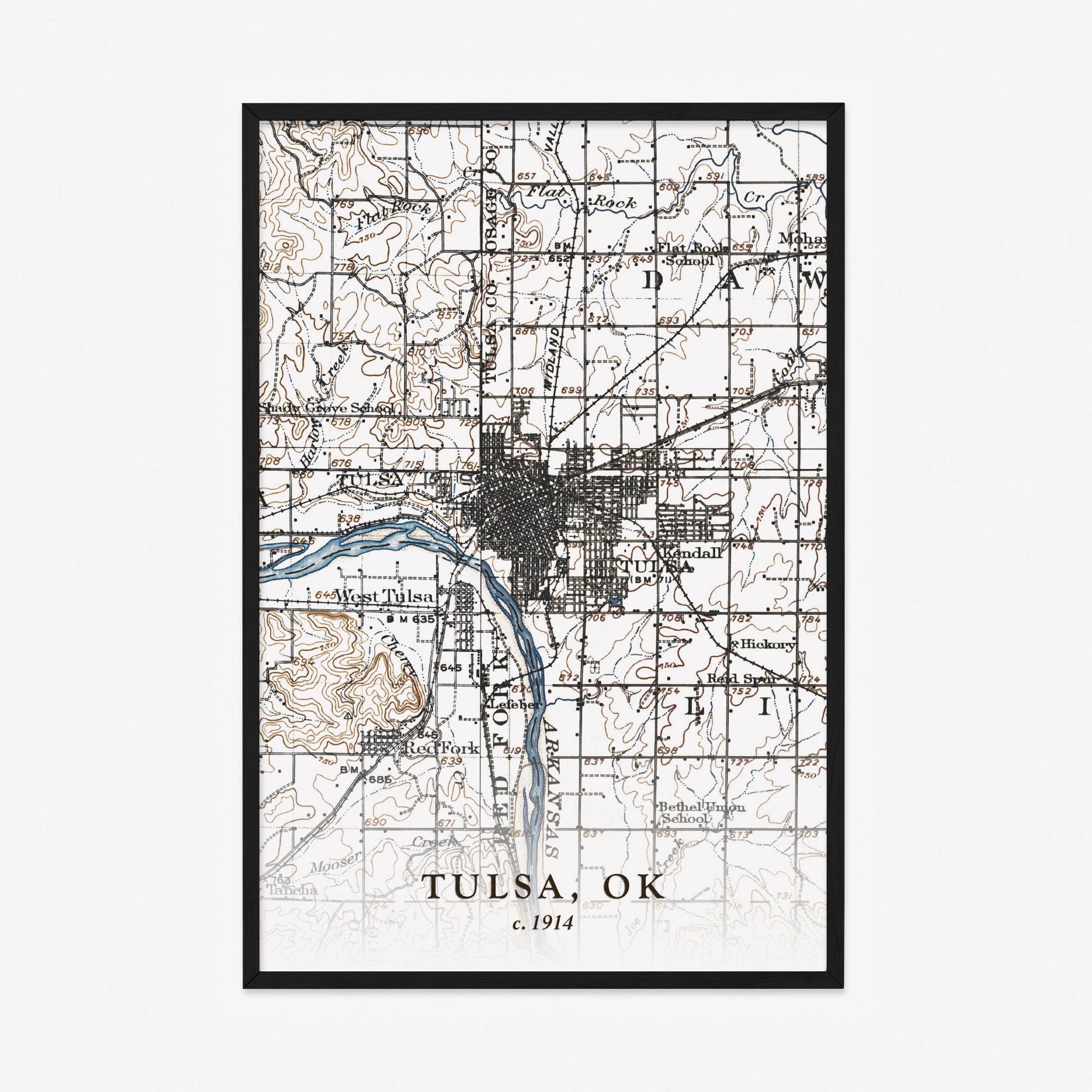 Tulsa, OK - 1914 Topographic Map