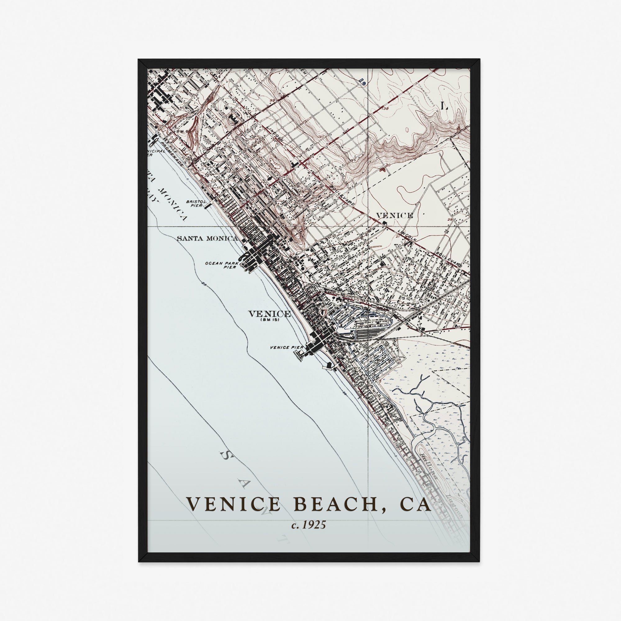 Venice Beach, CA - 1925 Topographic Map