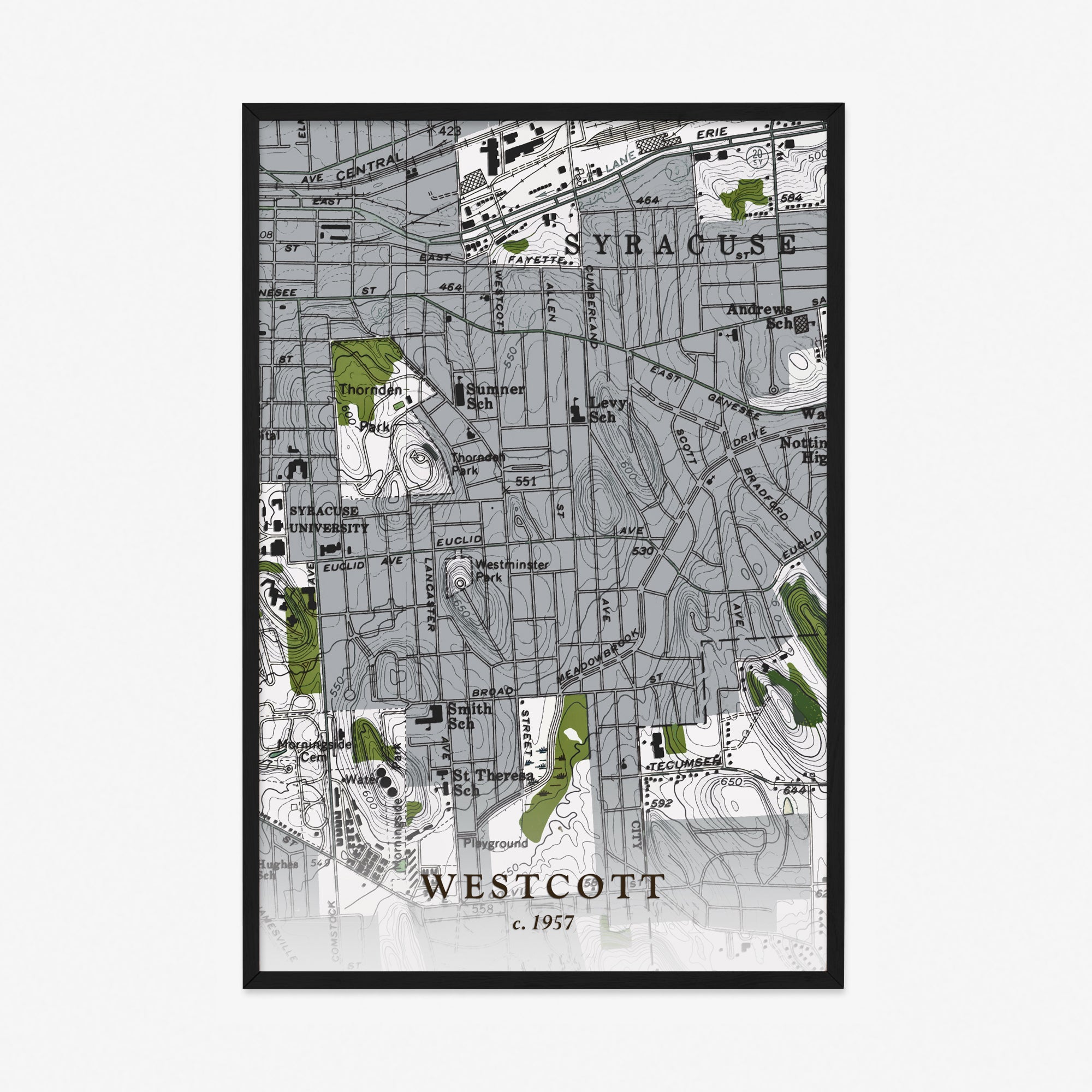 Westcott Neighborhood, NY - 1957 Topographic Map