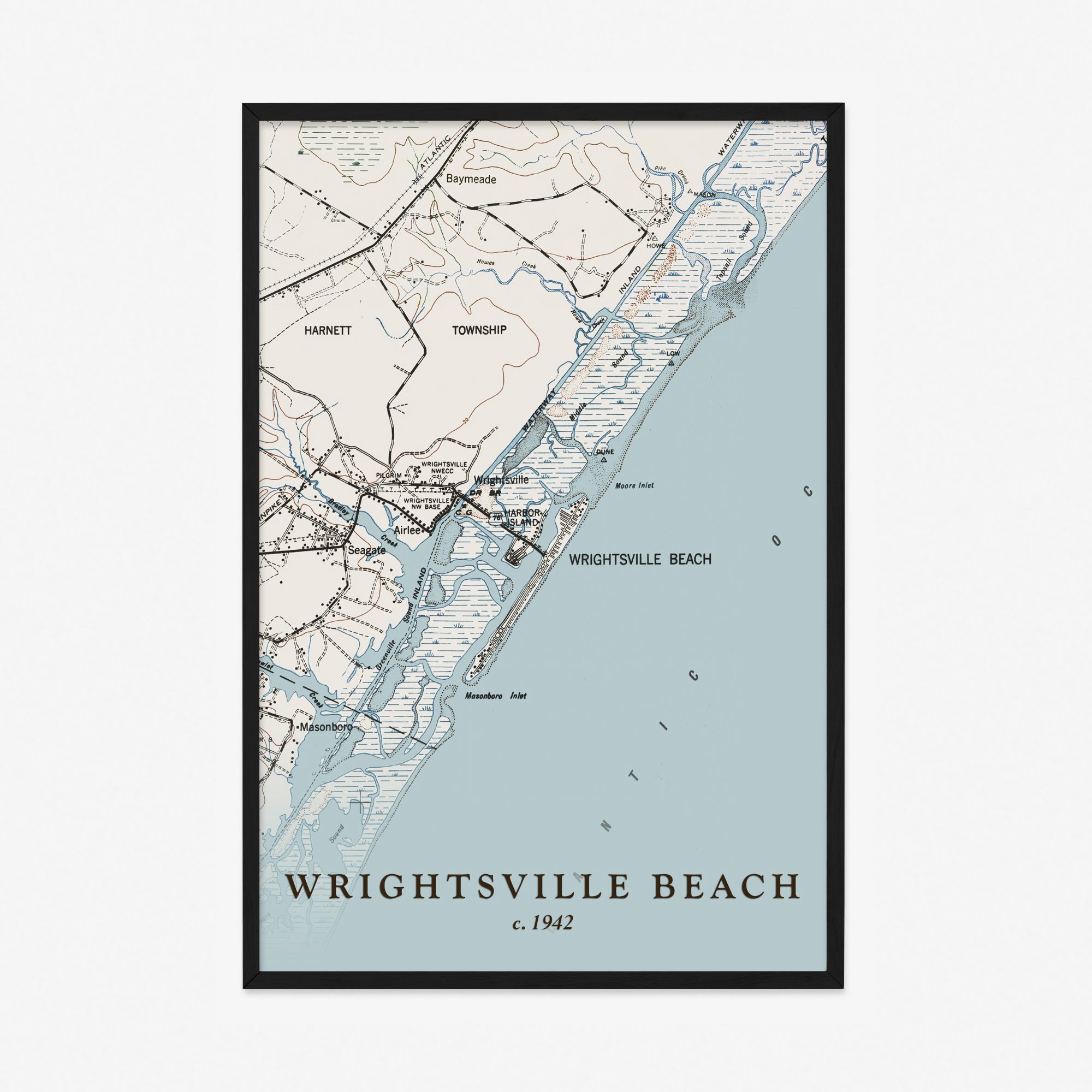Wrightsville Beach, NC - 1942 Topographic Map