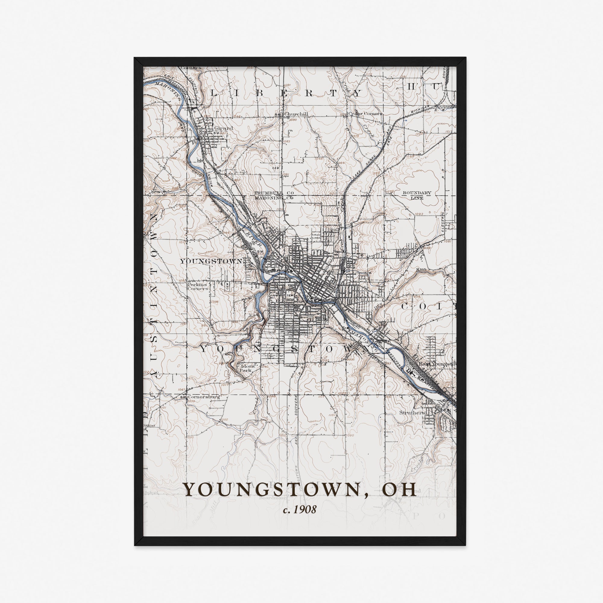 Youngstown, OH - 1908 Topographic Map
