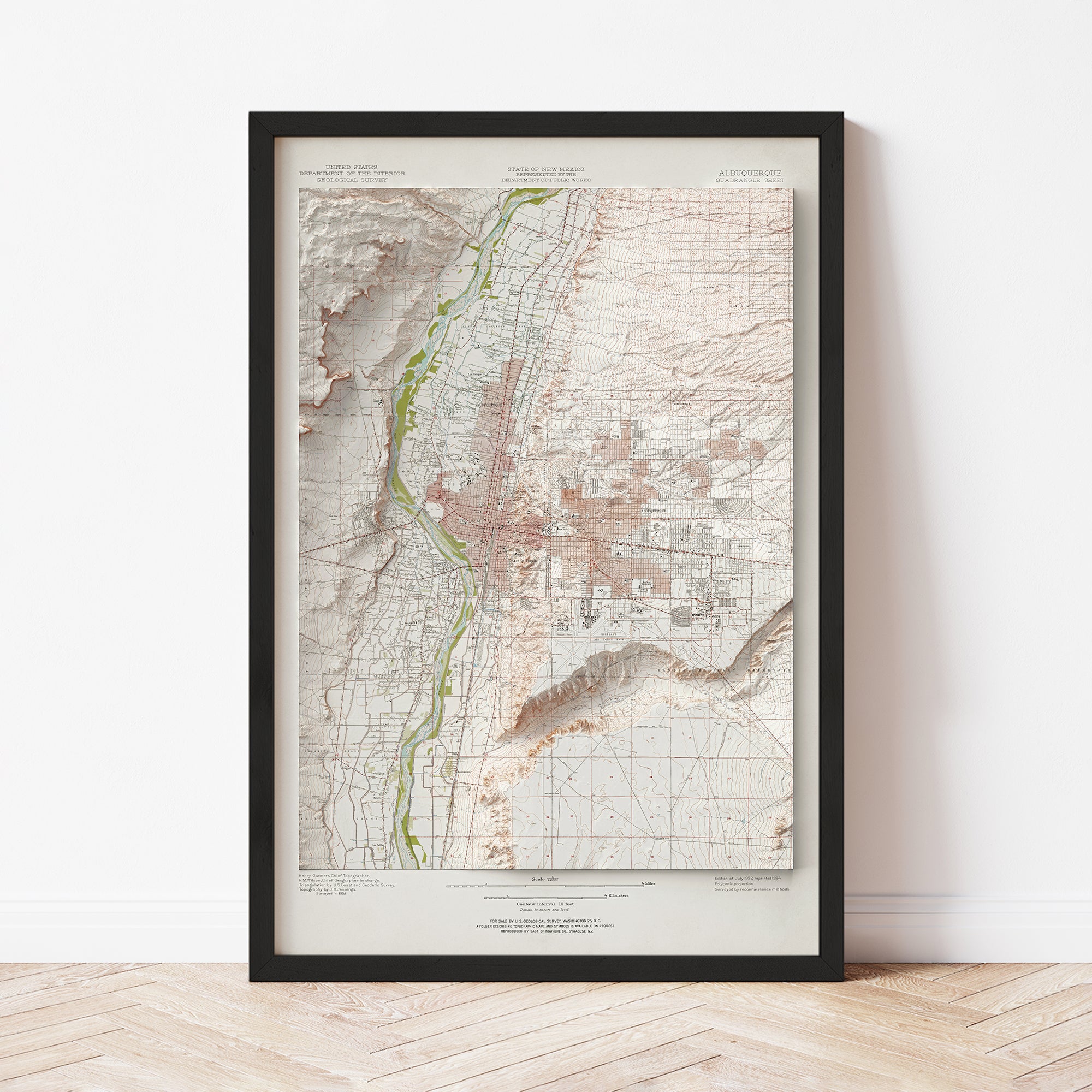 Albuquerque - Vintage Shaded Relief Map (1954)