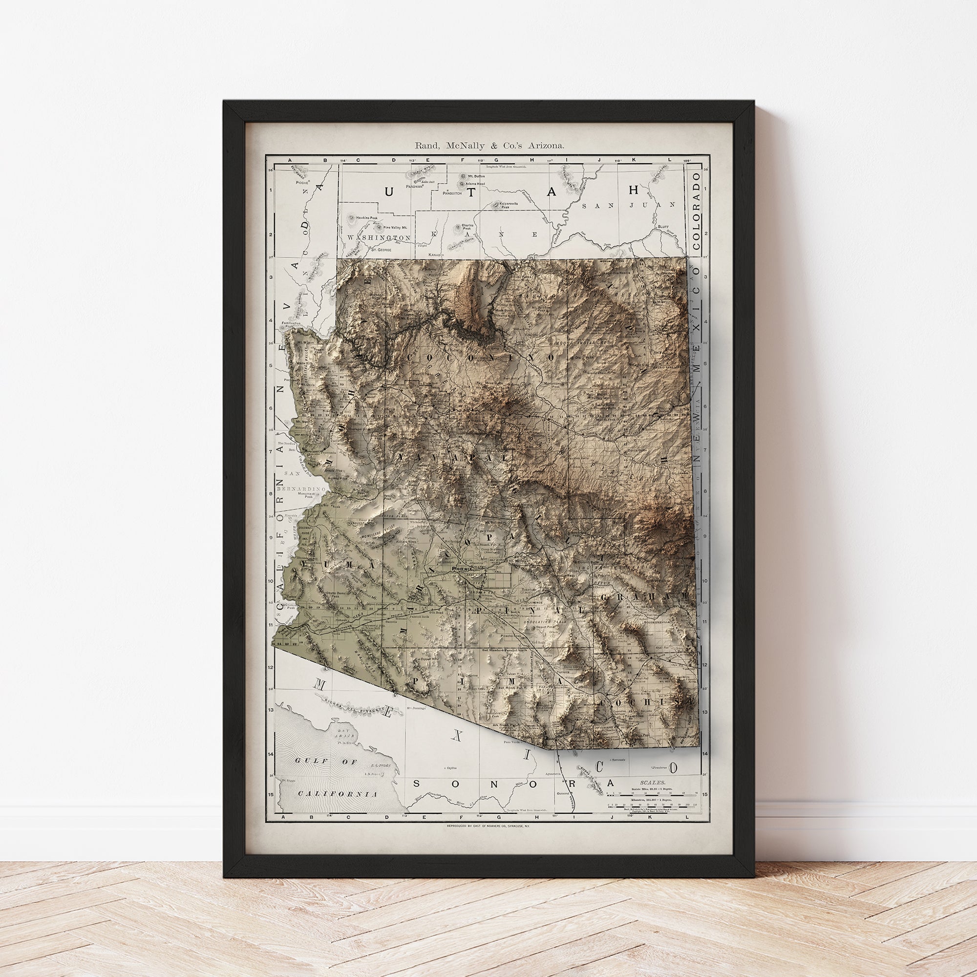 Arizona - Vintage Shaded Relief Map (1893)
