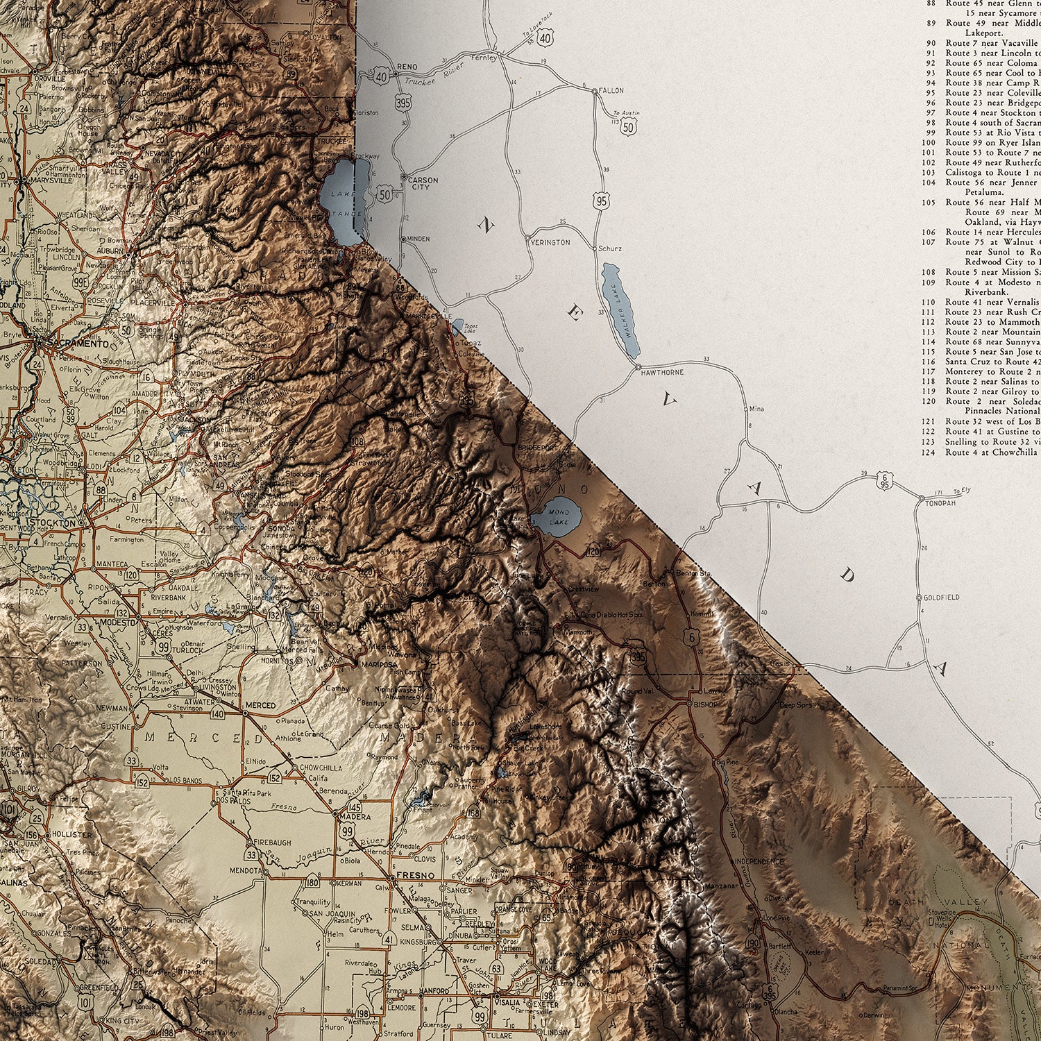 California - Vintage Shaded Relief Map (1950)