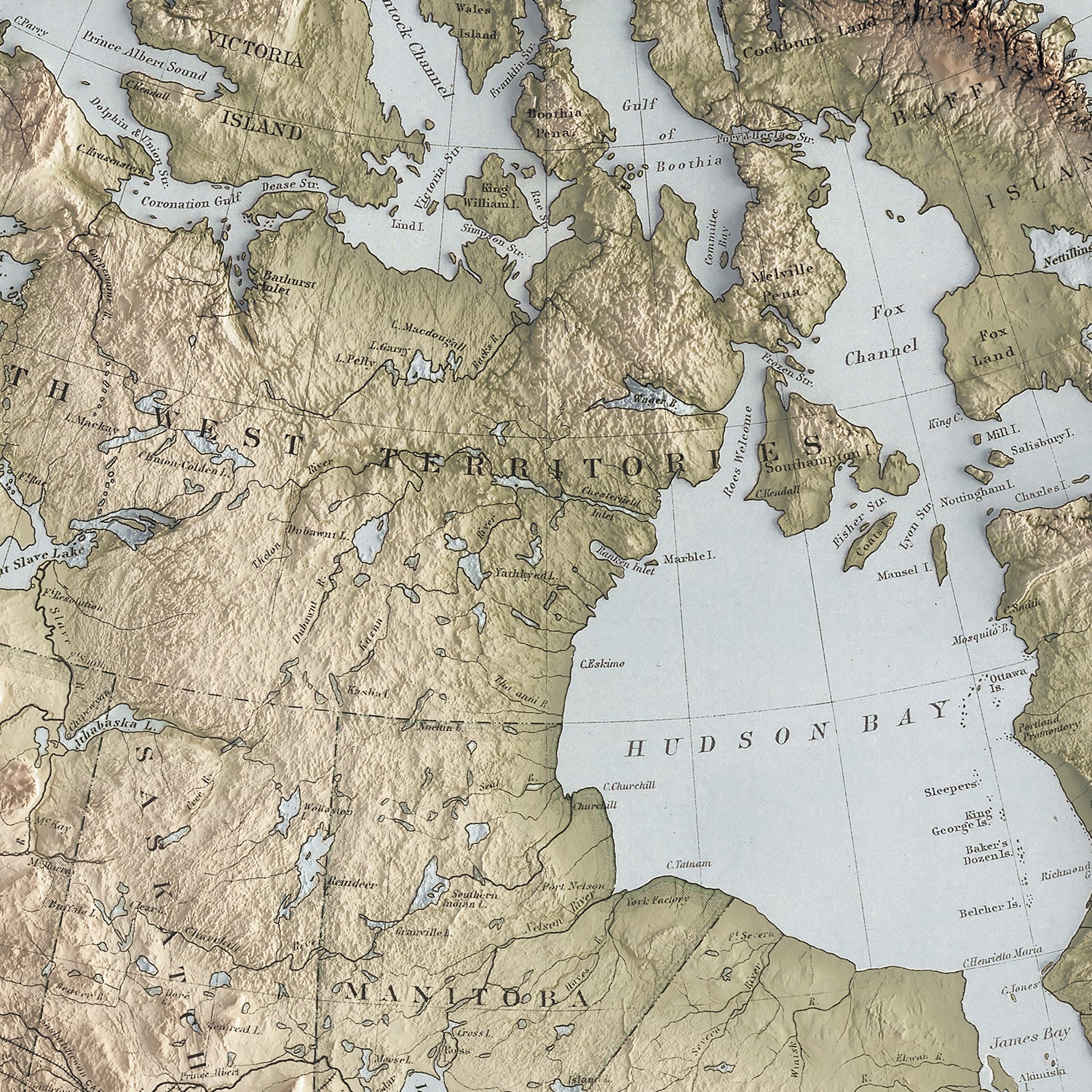 Canada - Vintage Shaded Relief Map (1915)
