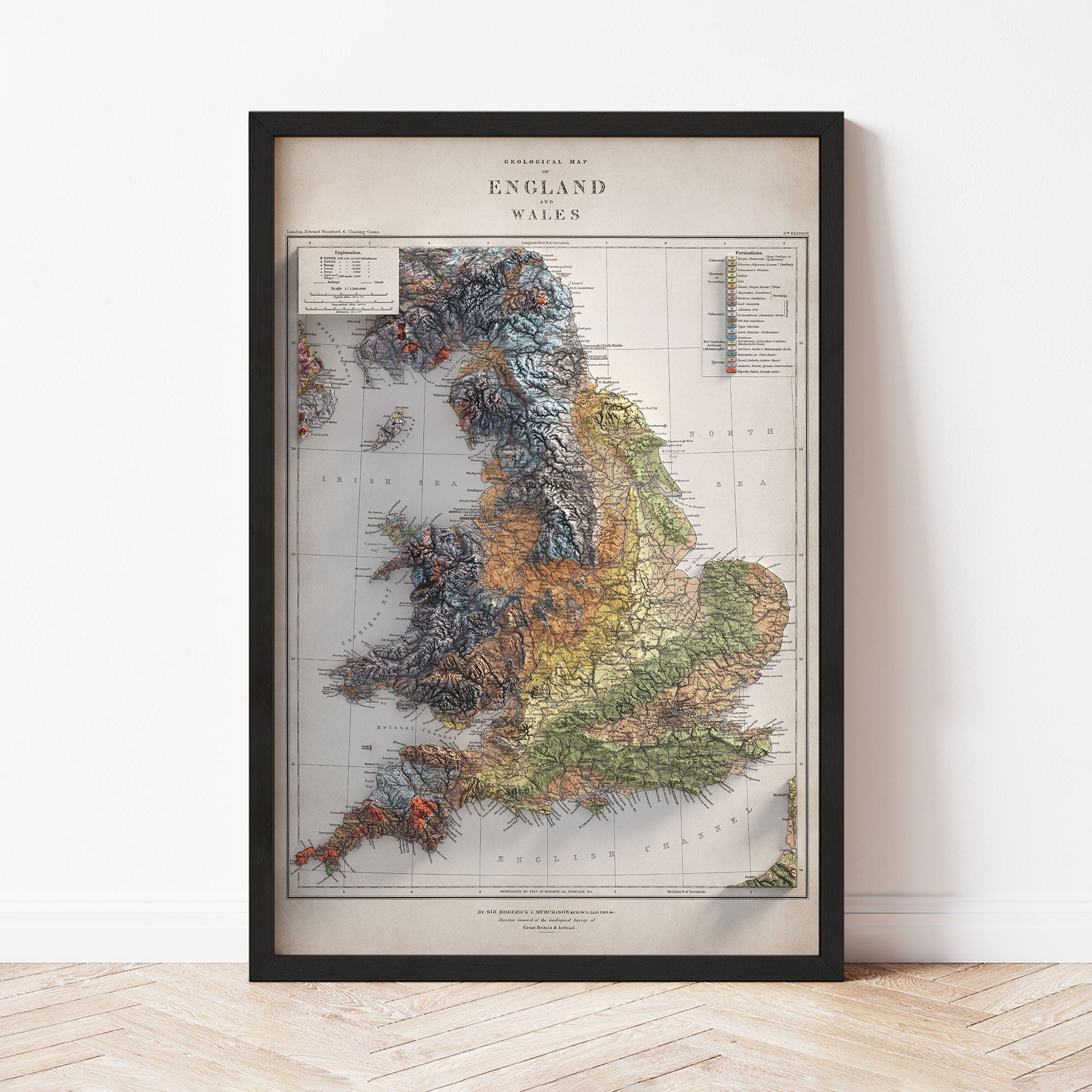 England and Wales - Vintage Shaded Relief Map (1900)
