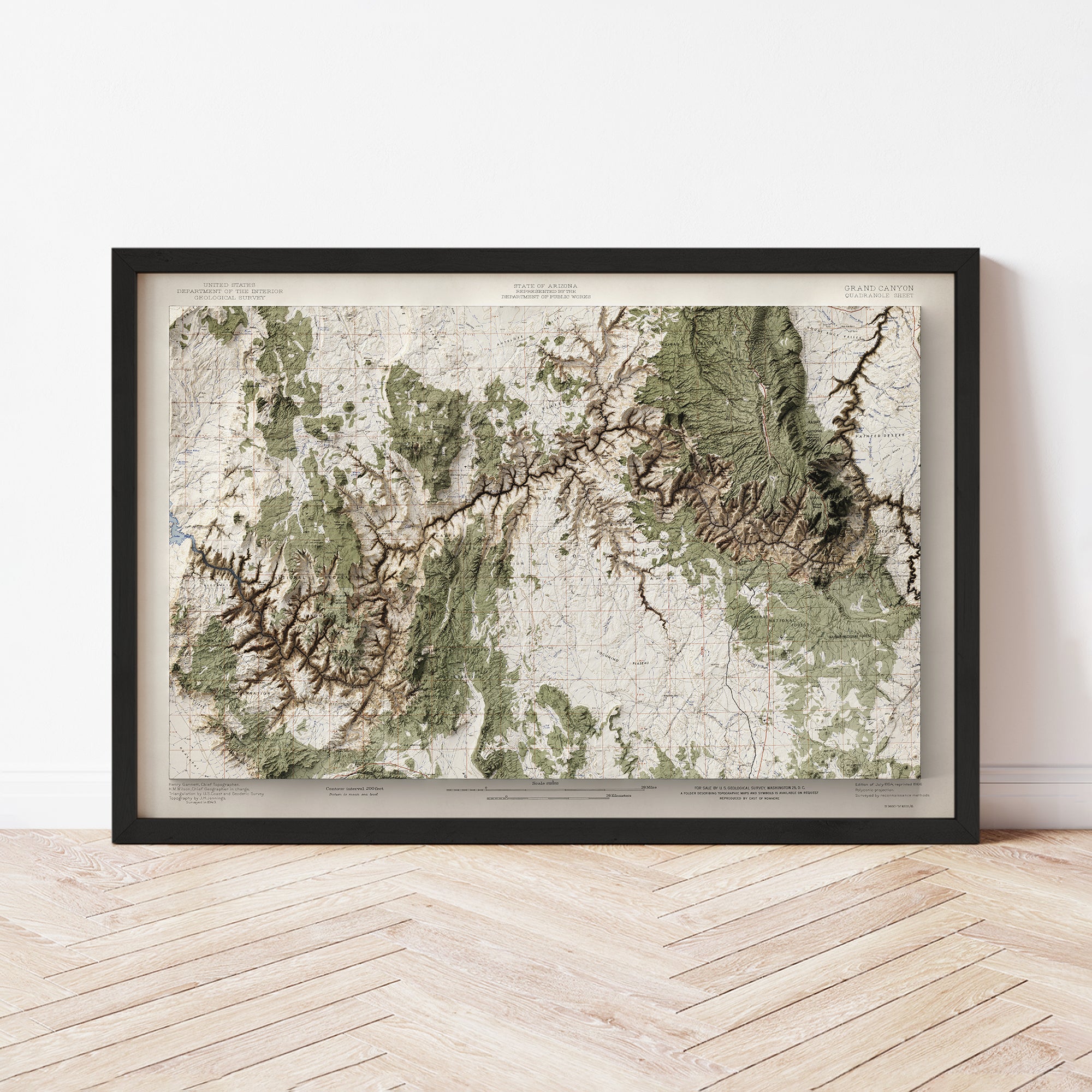 Grand Canyon - Vintage Shaded Relief Map (1954)