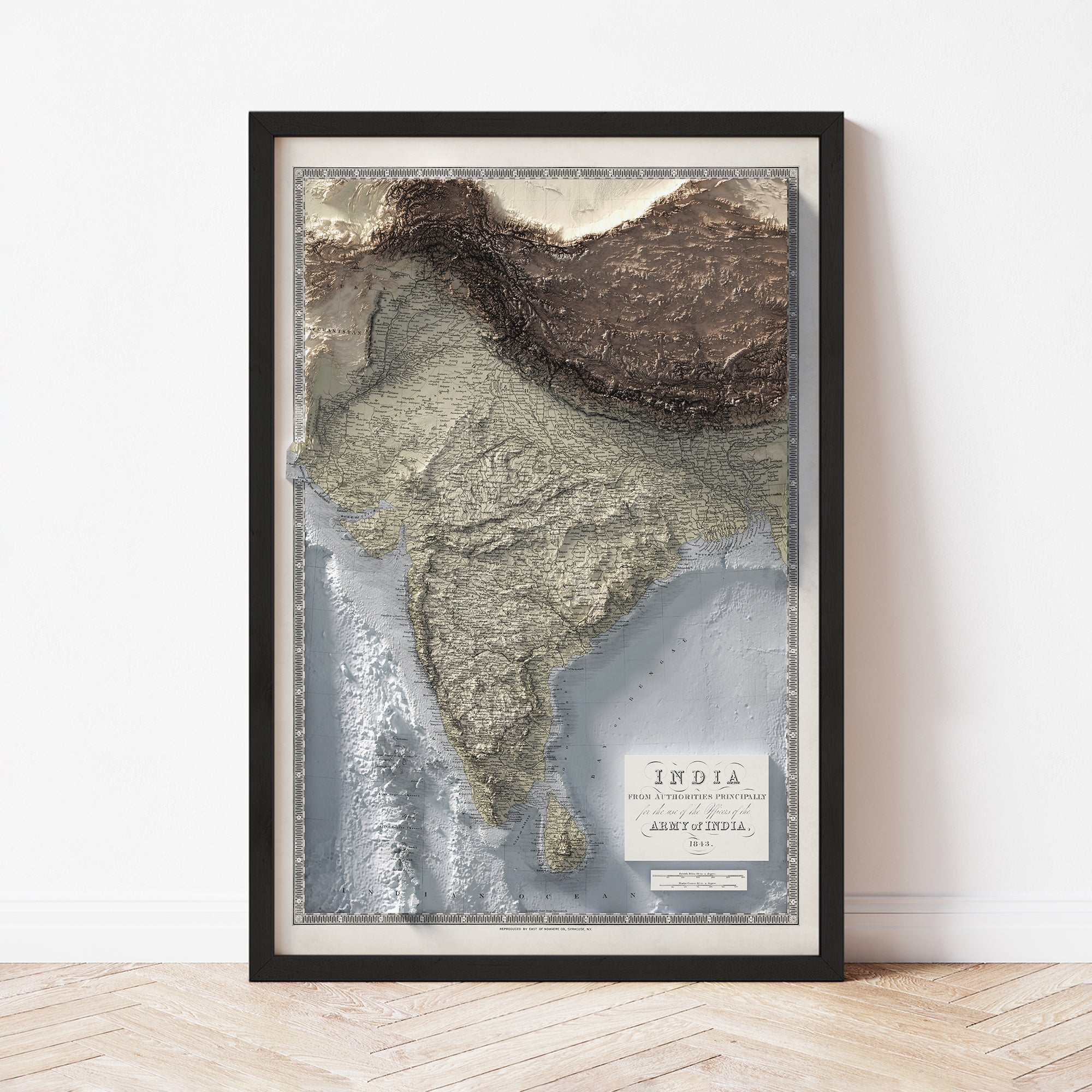 India - Vintage Shaded Relief Map (1843)