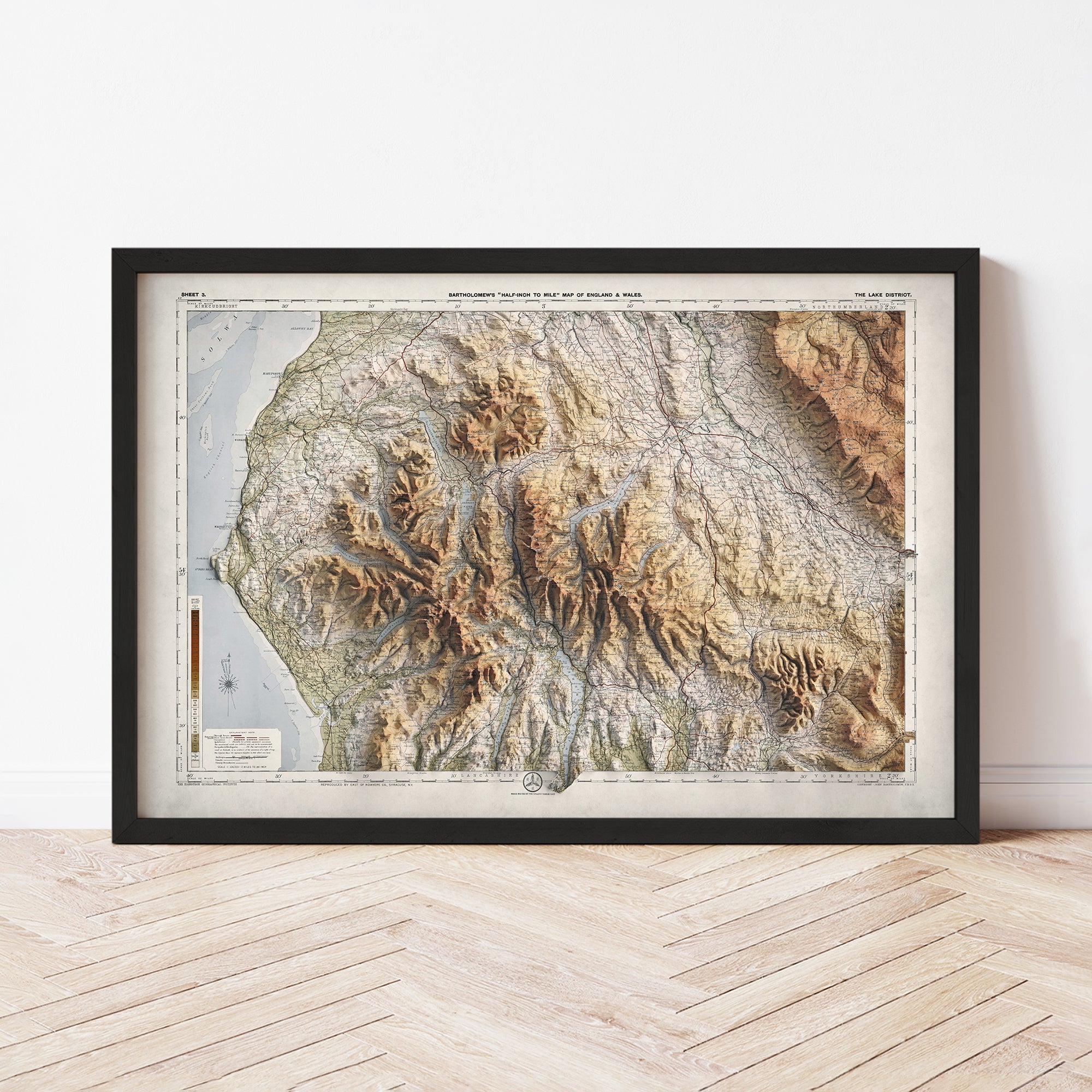 Lake District - Vintage Shaded Relief Map (1924)