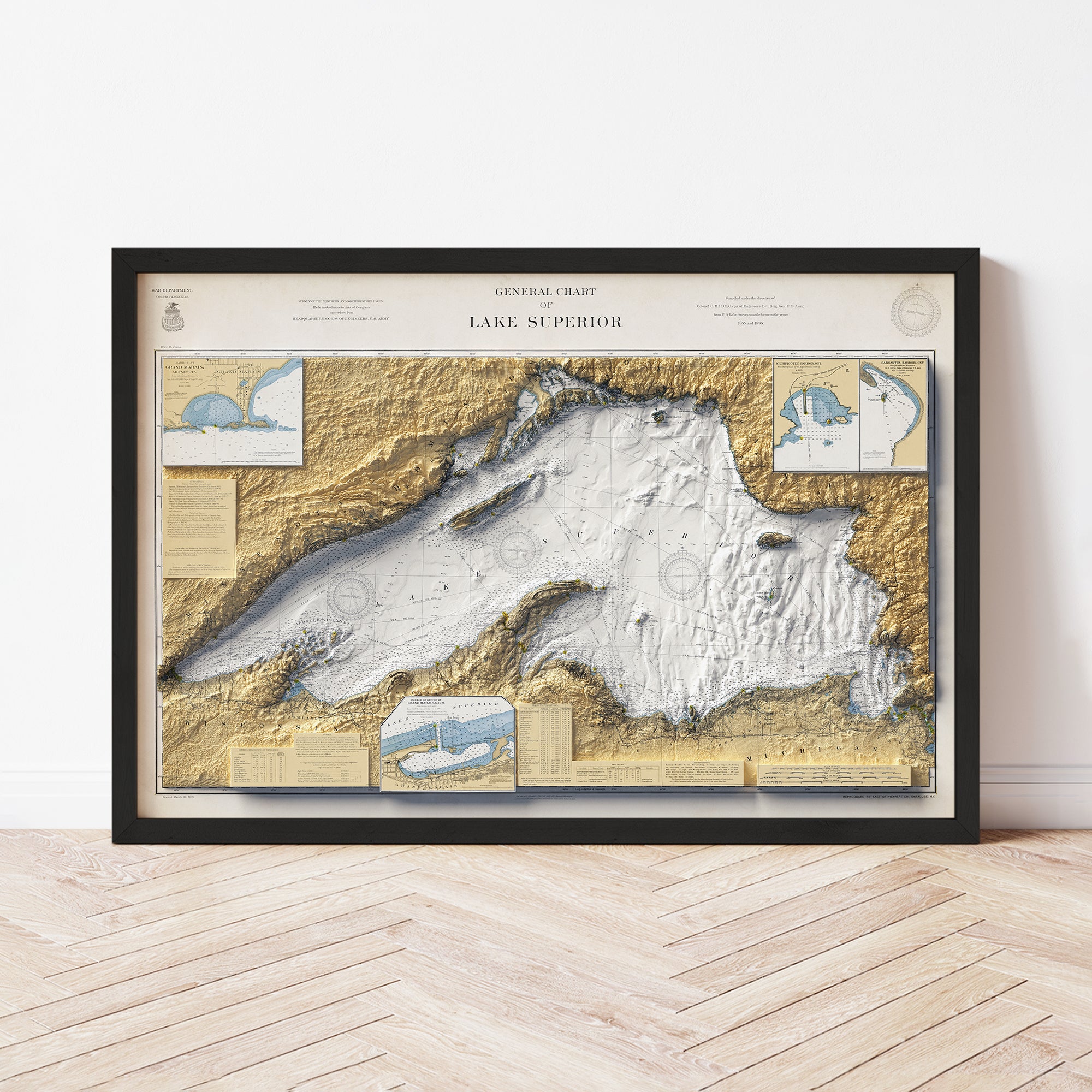 Lake Superior - Vintage Shaded Relief Map (1909)