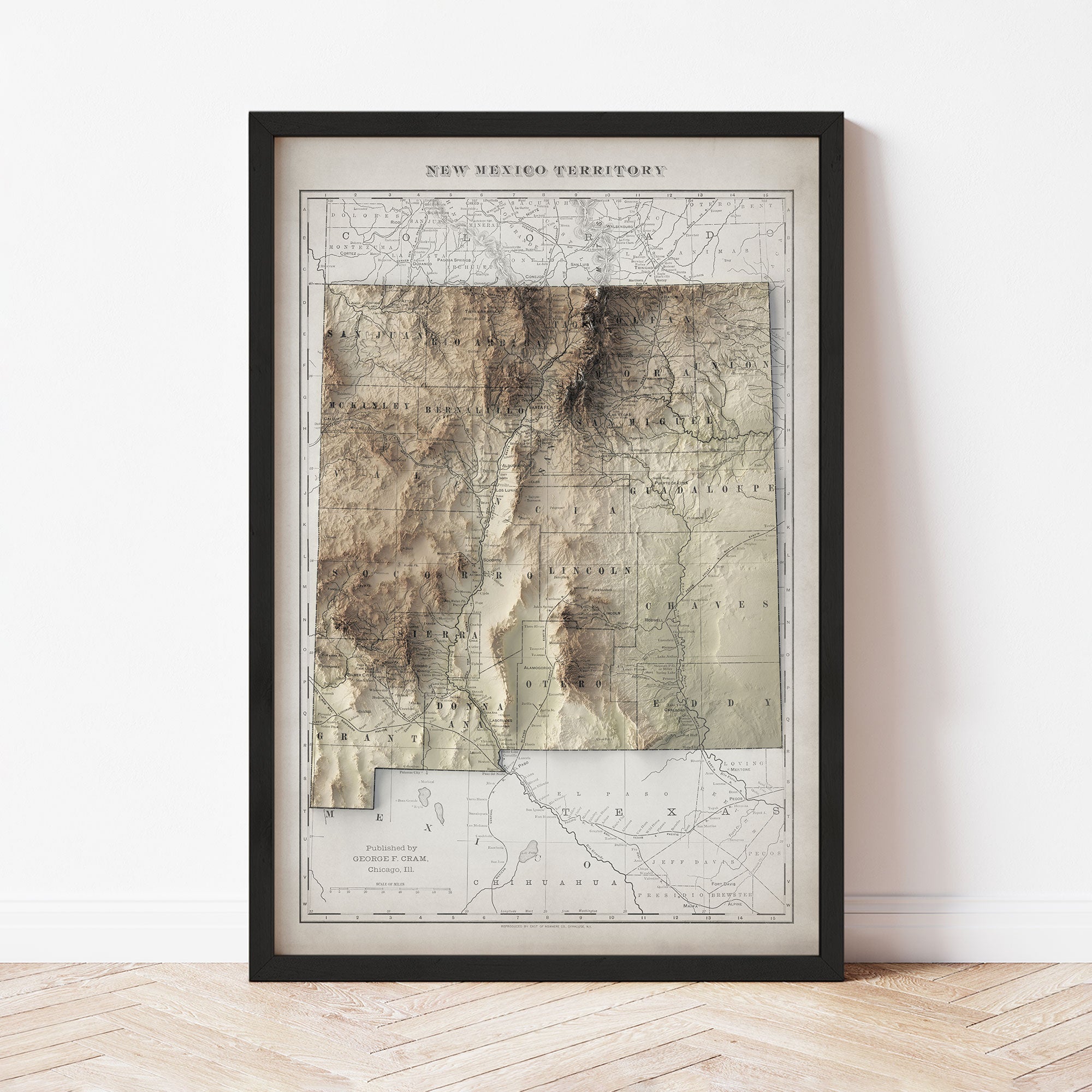 New Mexico - Vintage Shaded Relief Map (1901)