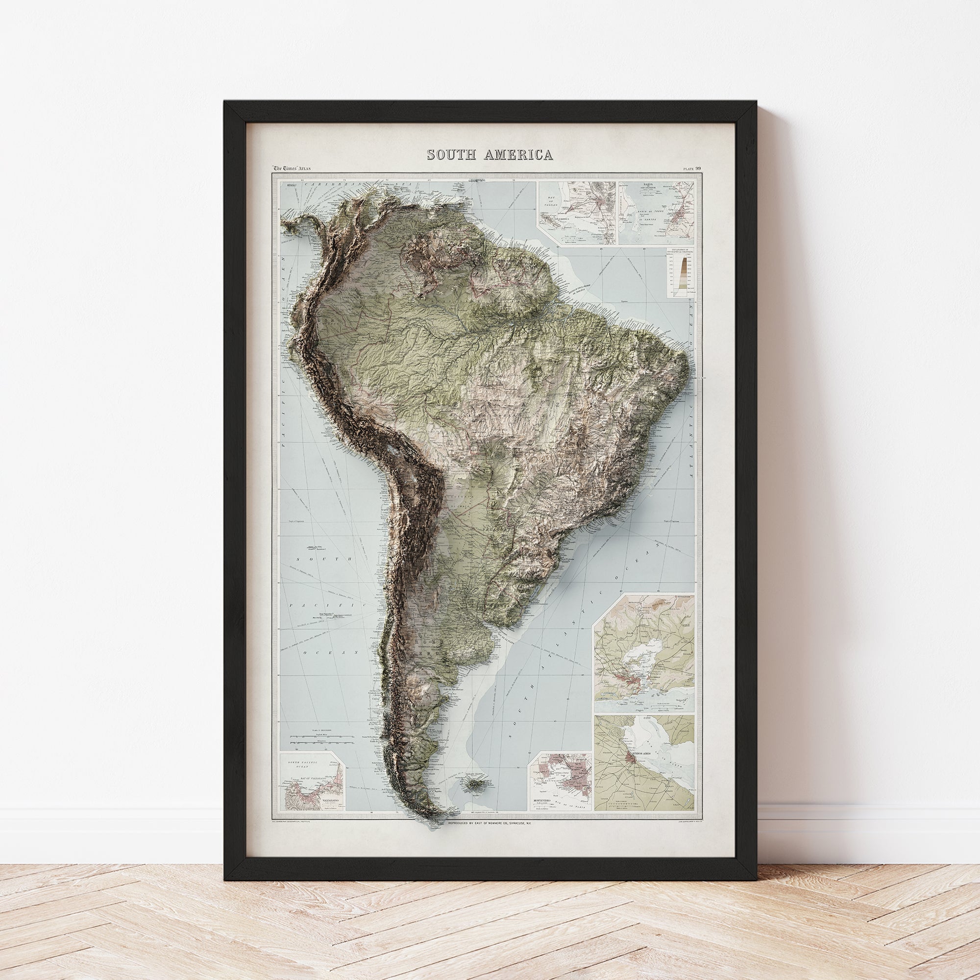 South America - Vintage Shaded Relief Map (1922)