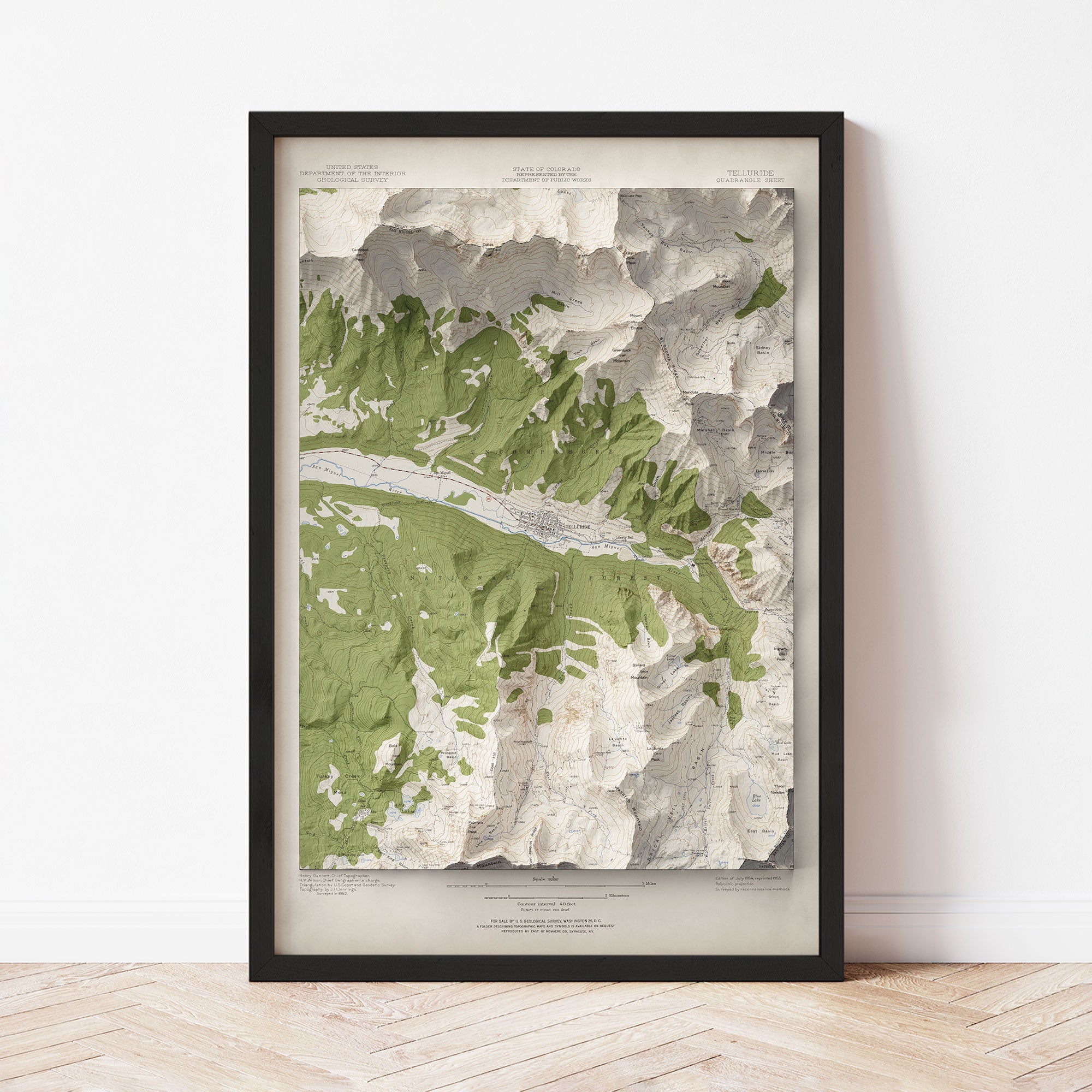 Telluride - Vintage Shaded Relief Map (1954)
