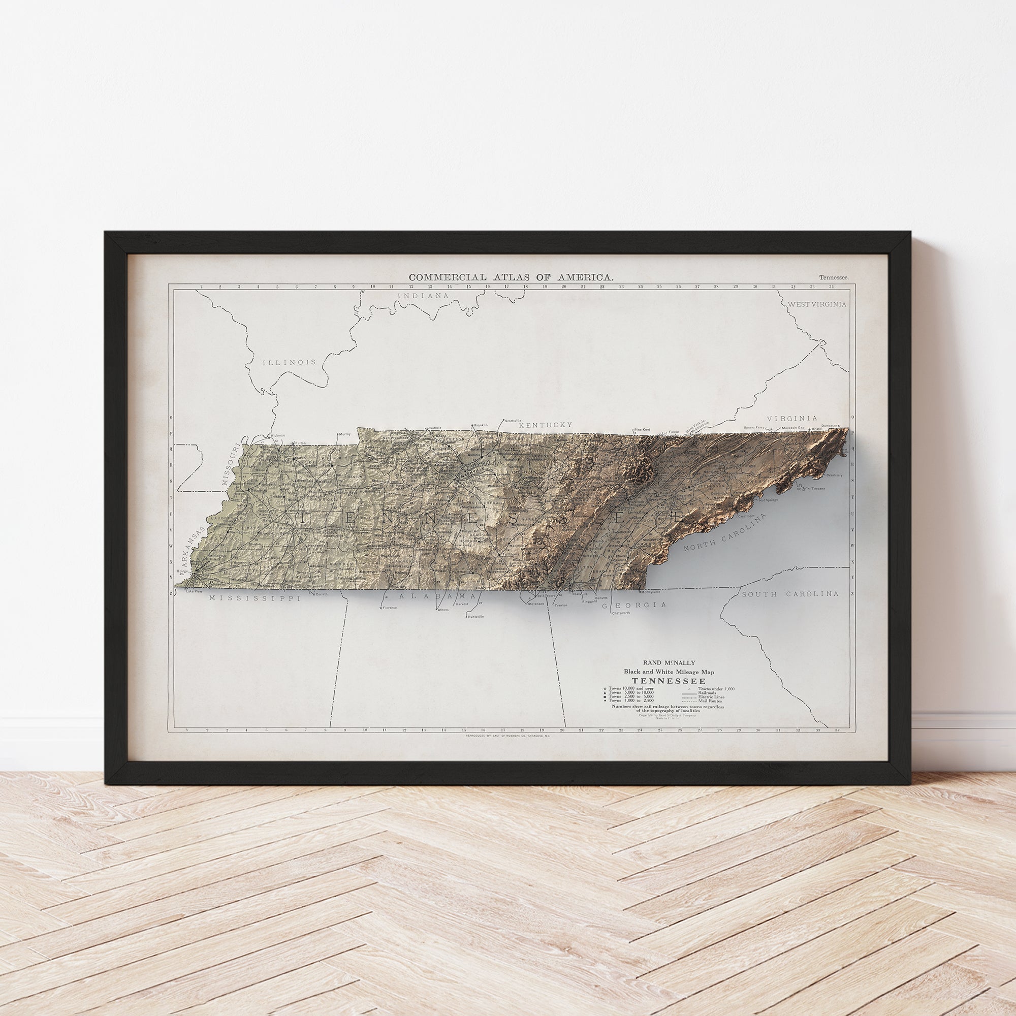 Tennessee - Vintage Shaded Relief Map (1924)