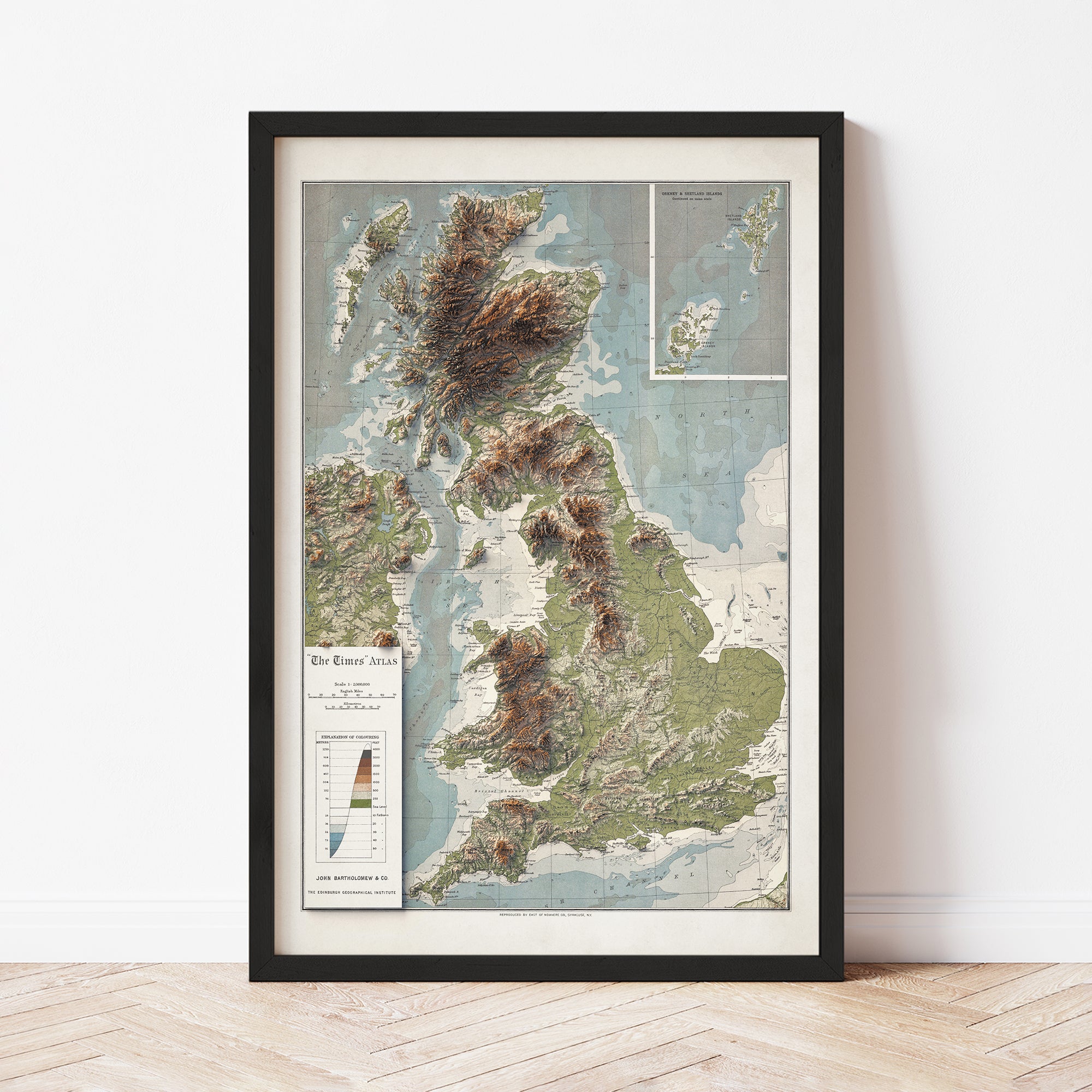 United Kingdom - Vintage Shaded Relief Map (1922)