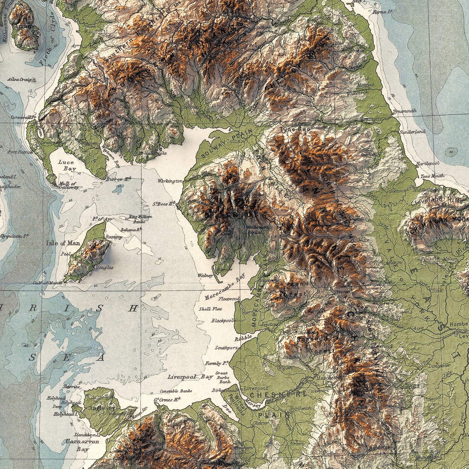 United Kingdom - Vintage Shaded Relief Map (1922)